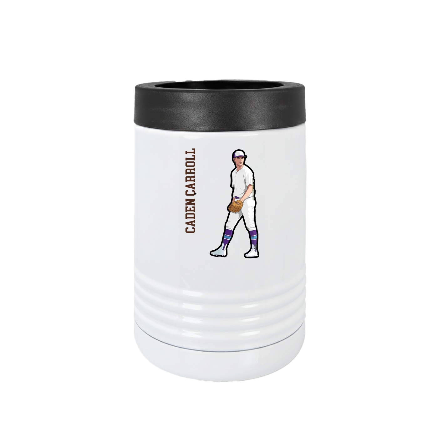 Beverage Holder — Name Vertical in White