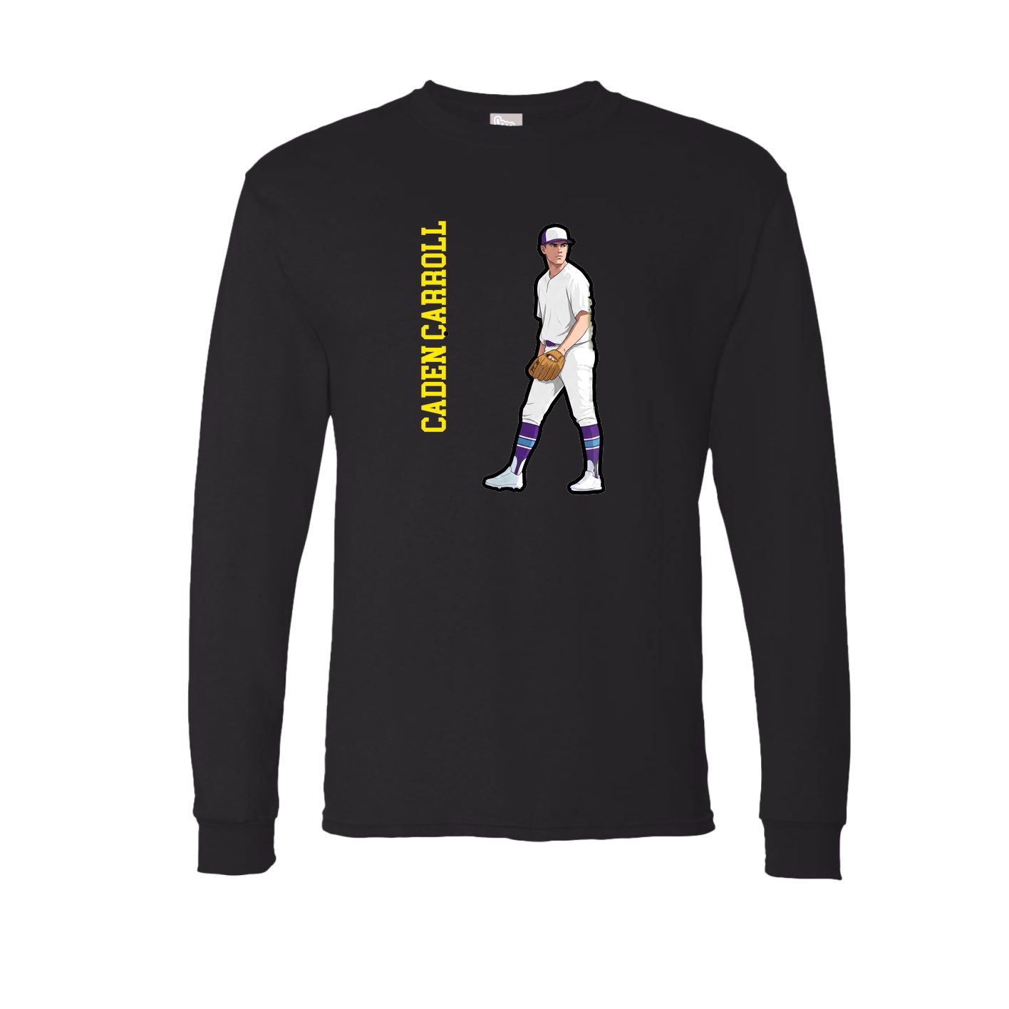 Long Sleeve Tee — Name Vertical in Black