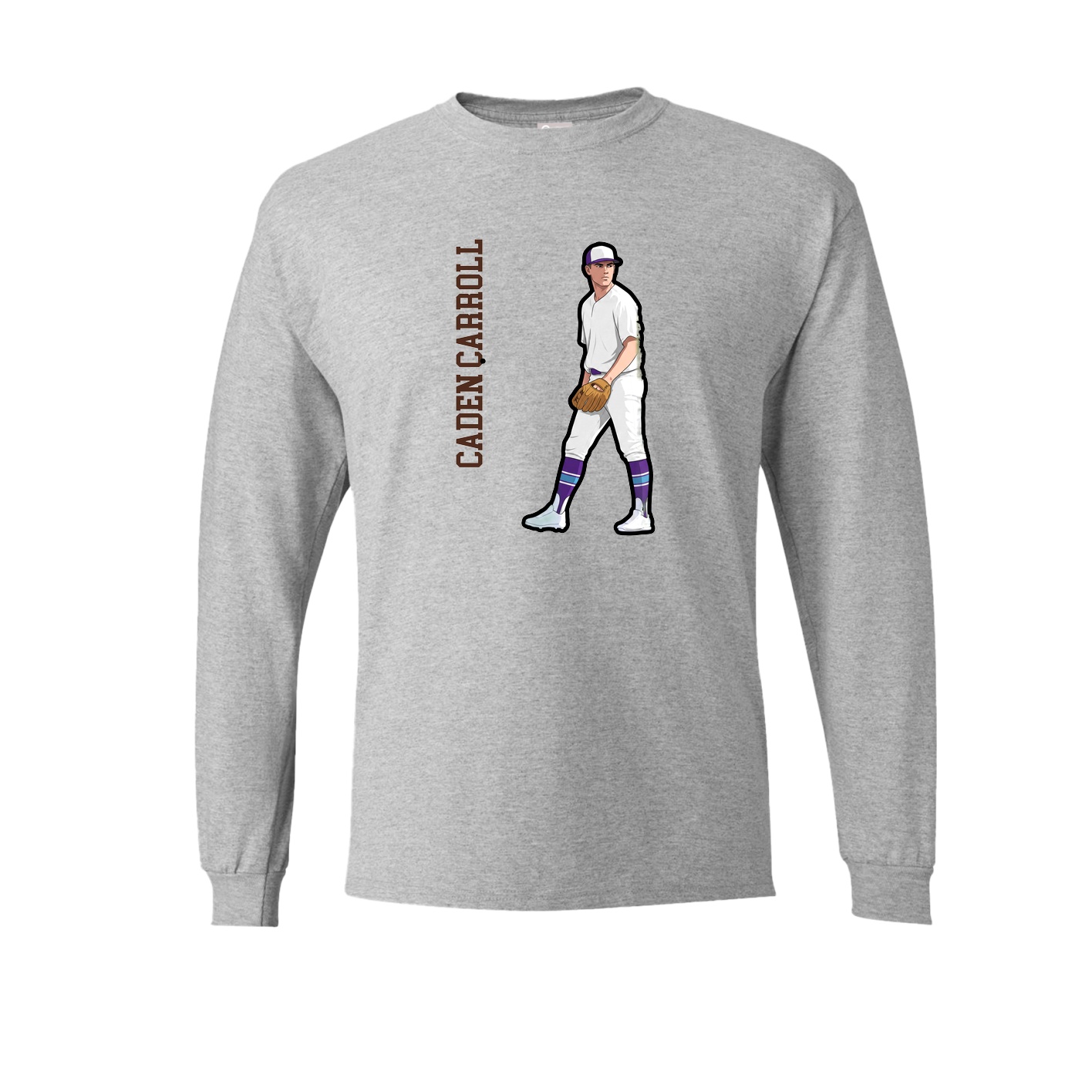 Long Sleeve Tee — Name Vertical in Grey