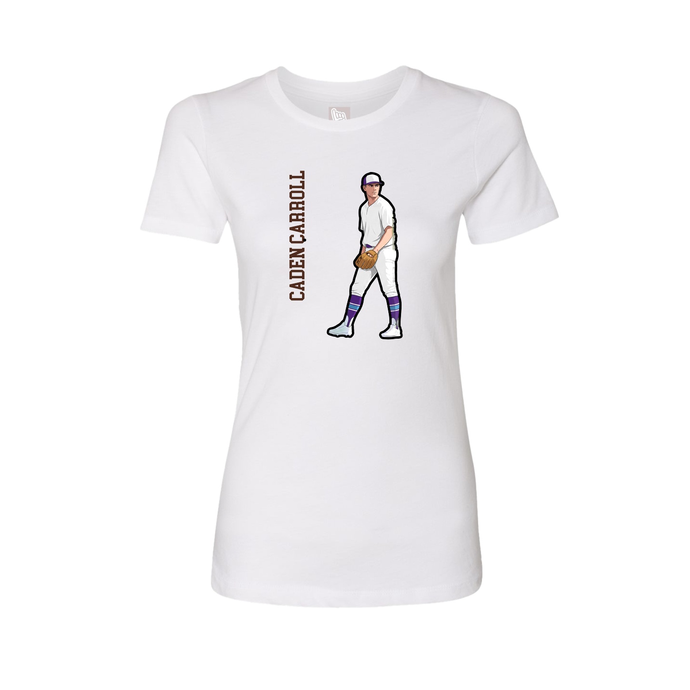 Fitted Women's Tee — Name Vertical in White