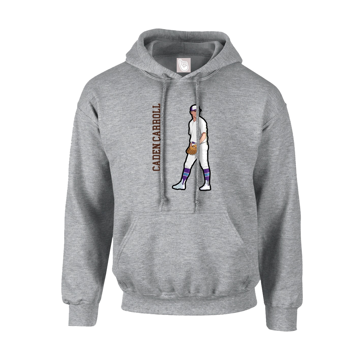 Hoodie — Name Vertical in Grey