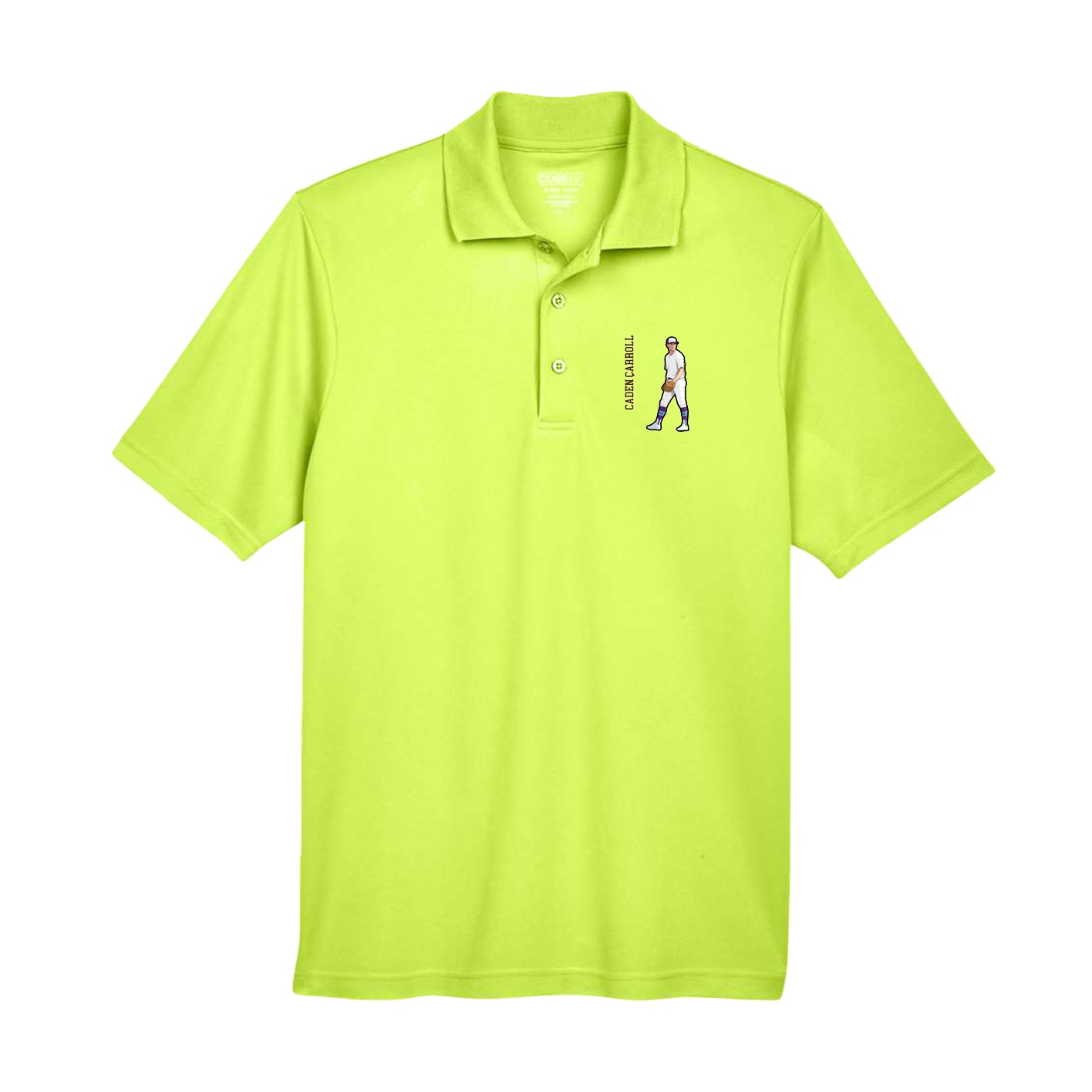 Performance Polo — Name Vertical in Yellow