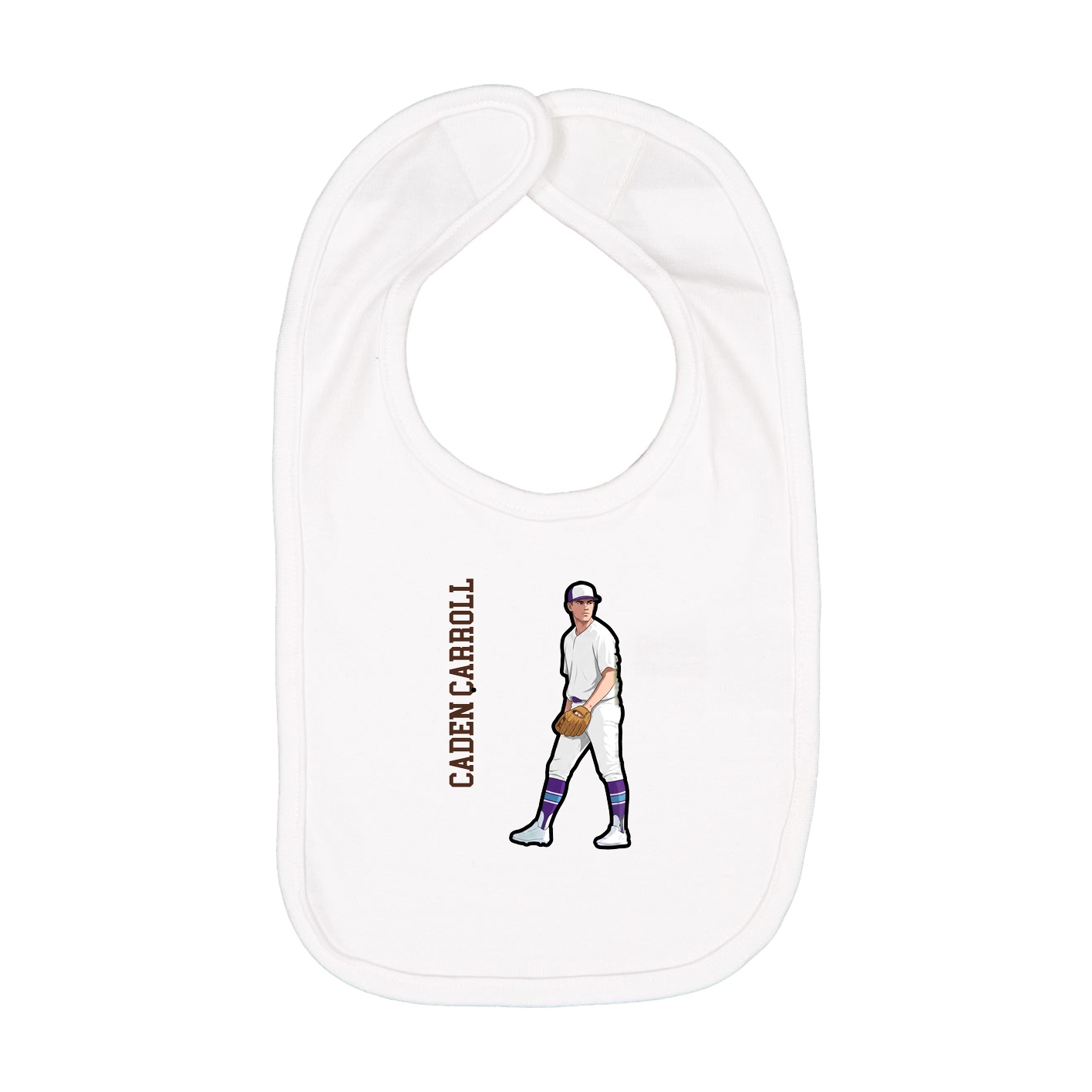 Infant Bib — Name Vertical in White
