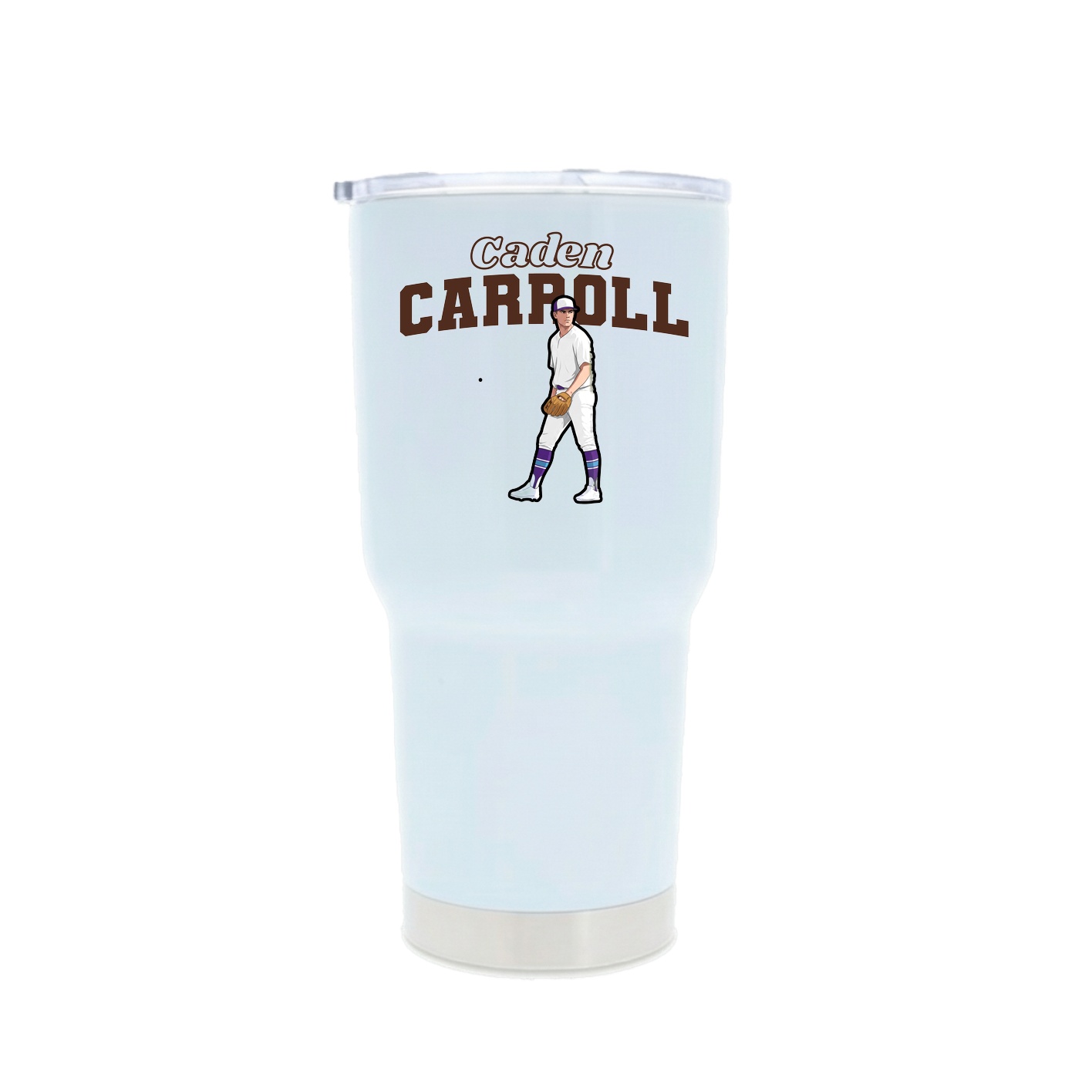 30oz Stainless Steel Tumbler — Name Arch in White