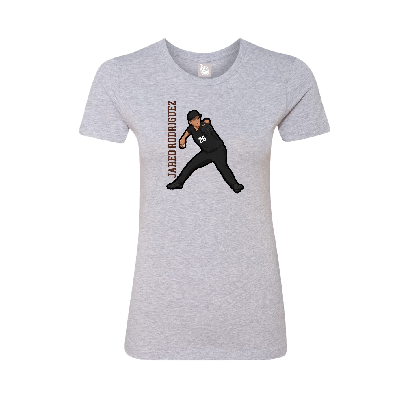 Fitted Women's Tee — Name Vertical in Grey