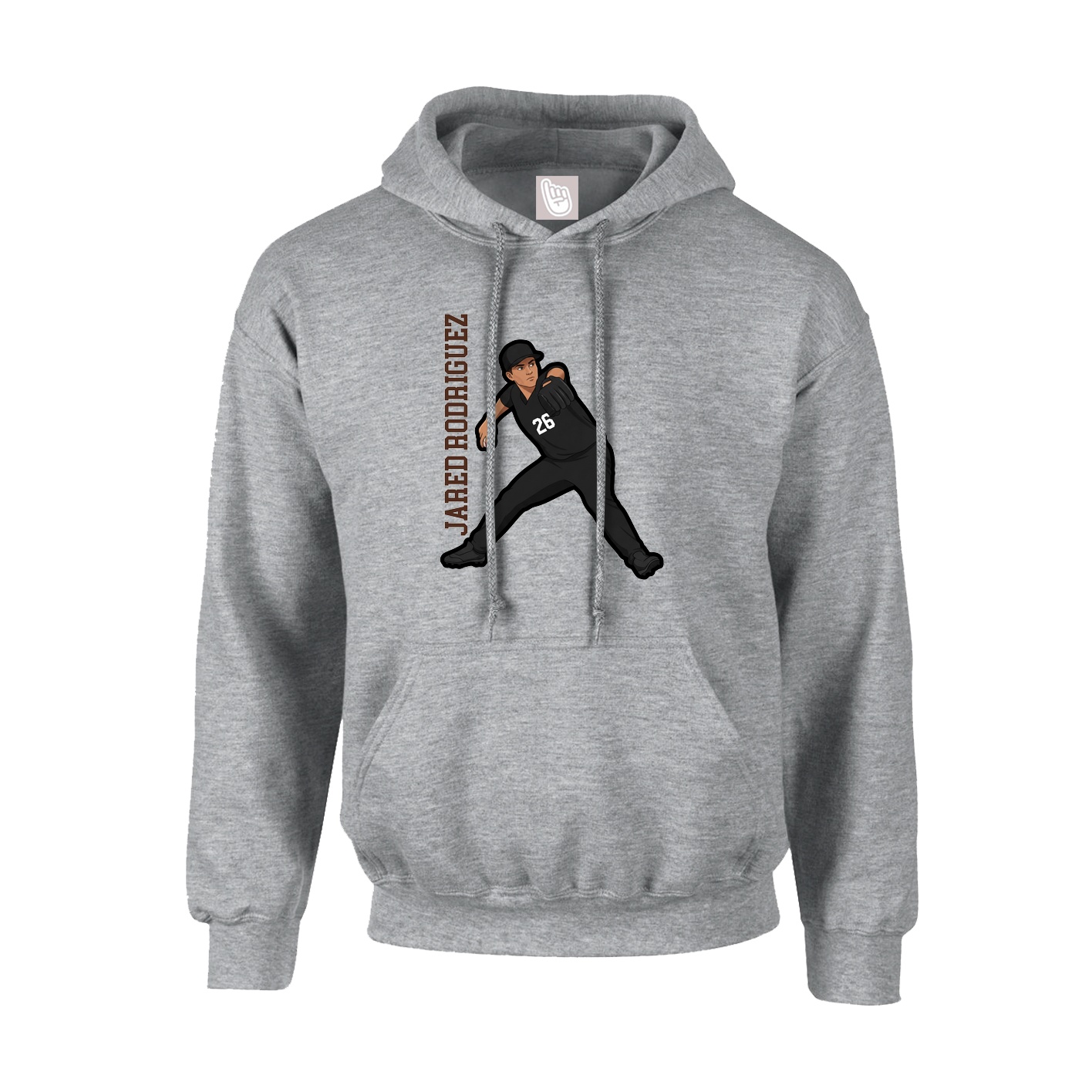 Youth Hoodie — Name Vertical in Grey