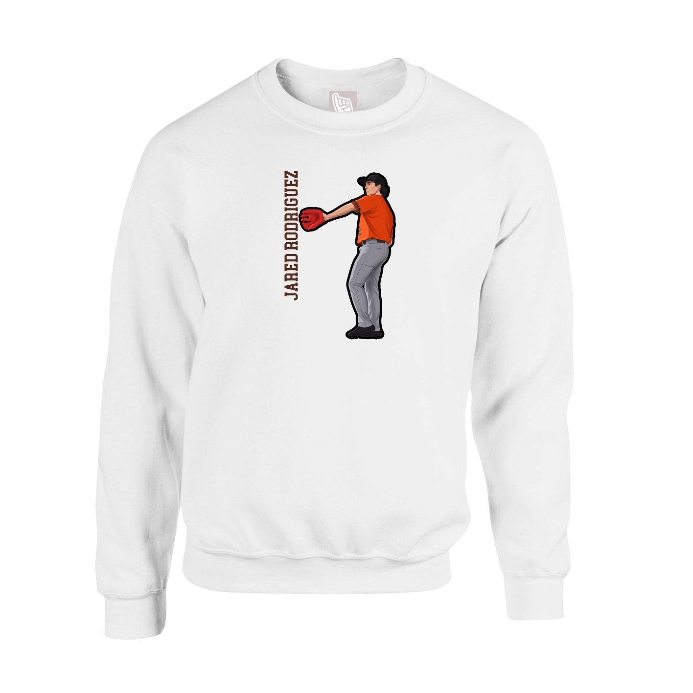 Fleece Crew — Name Vertical in White