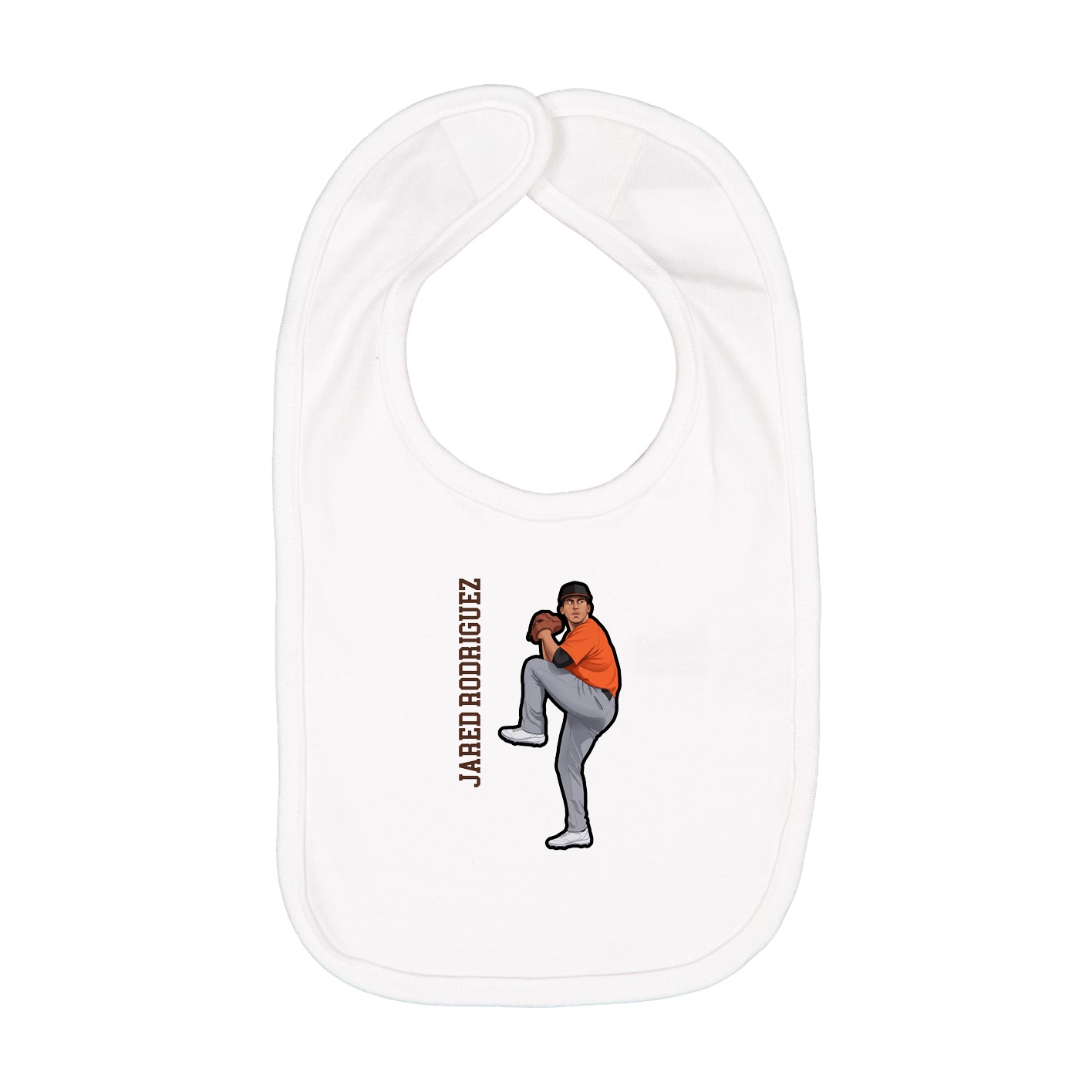 Infant Bib — Name Vertical in White