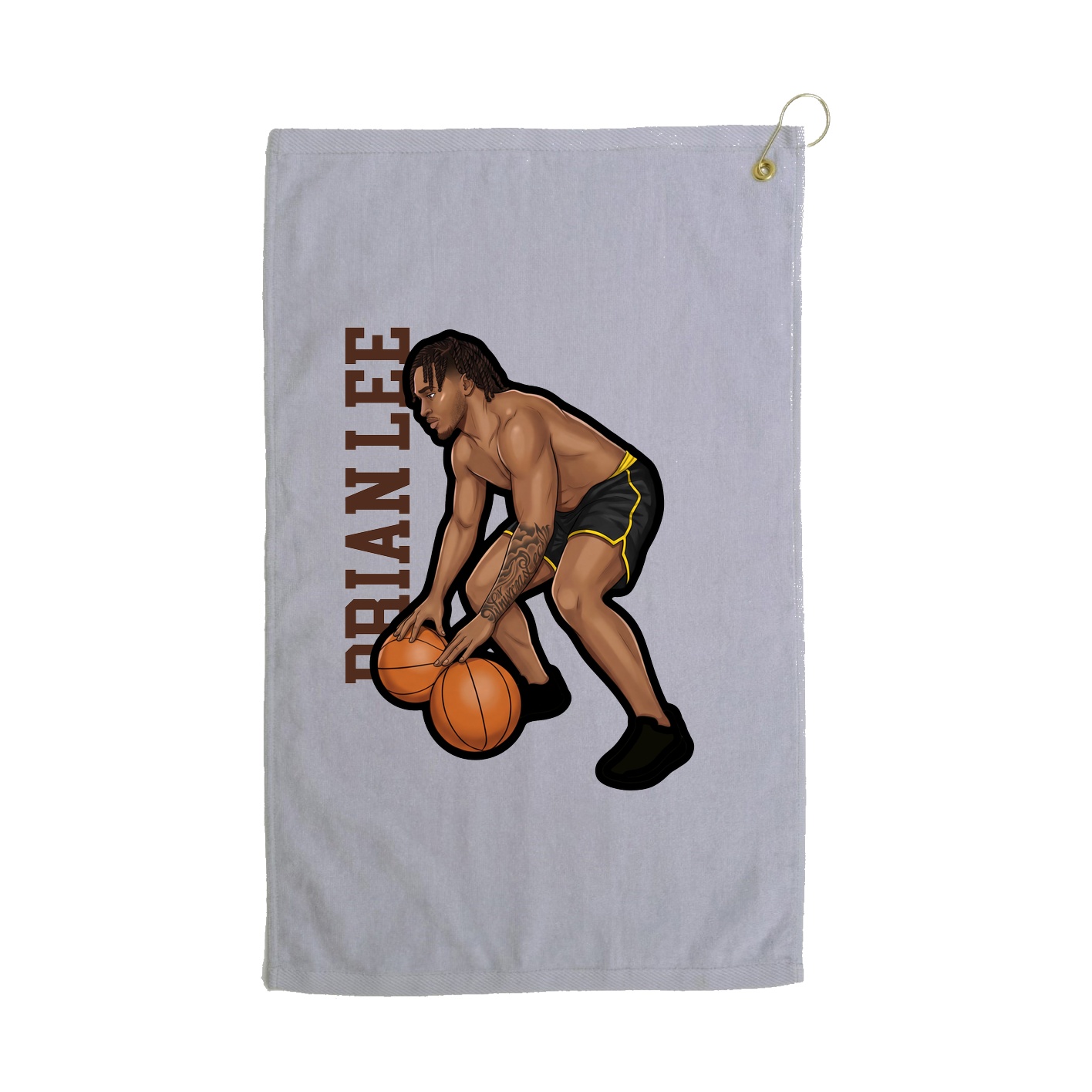Golf Towel — Name Vertical in Grey