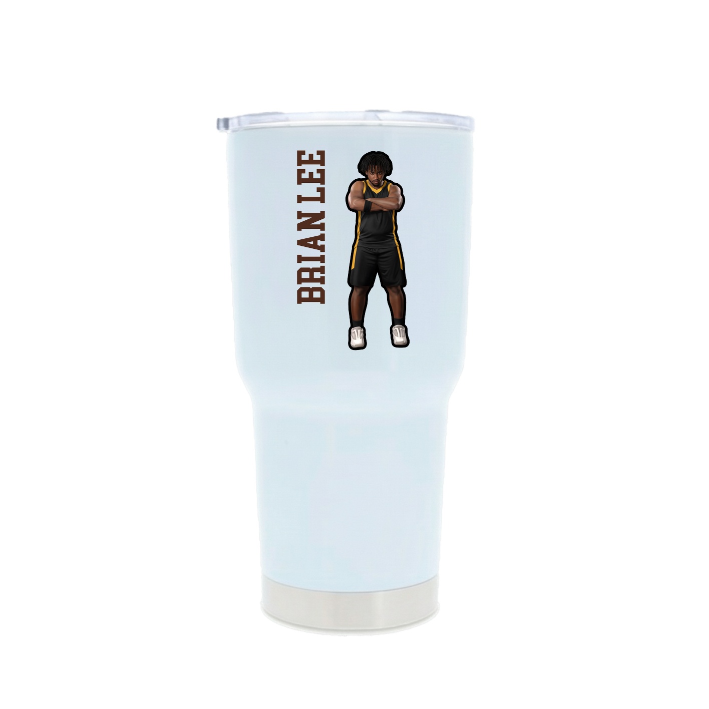 30oz Stainless Steel Tumbler — Name Vertical in White