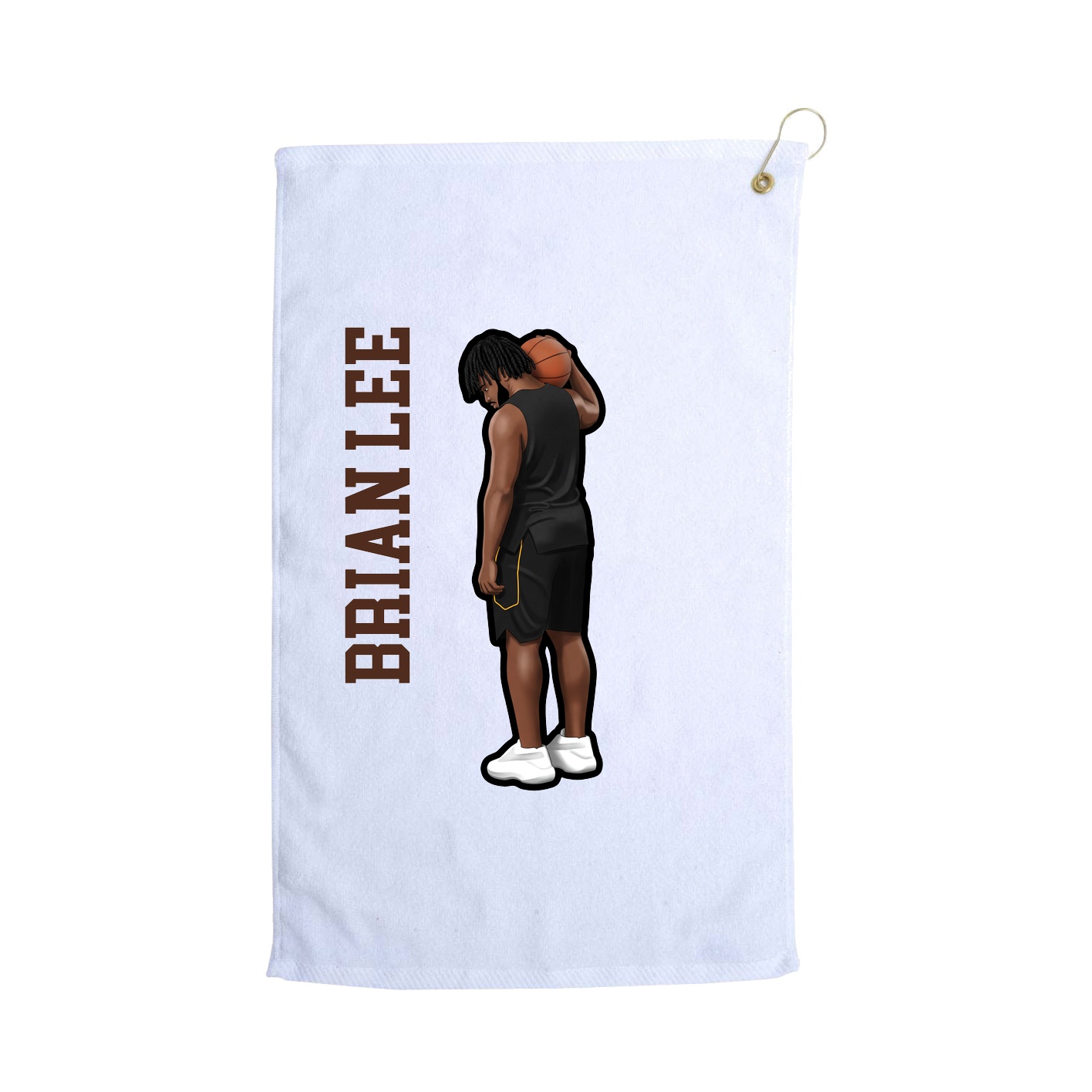 Golf Towel — Name Vertical in White
