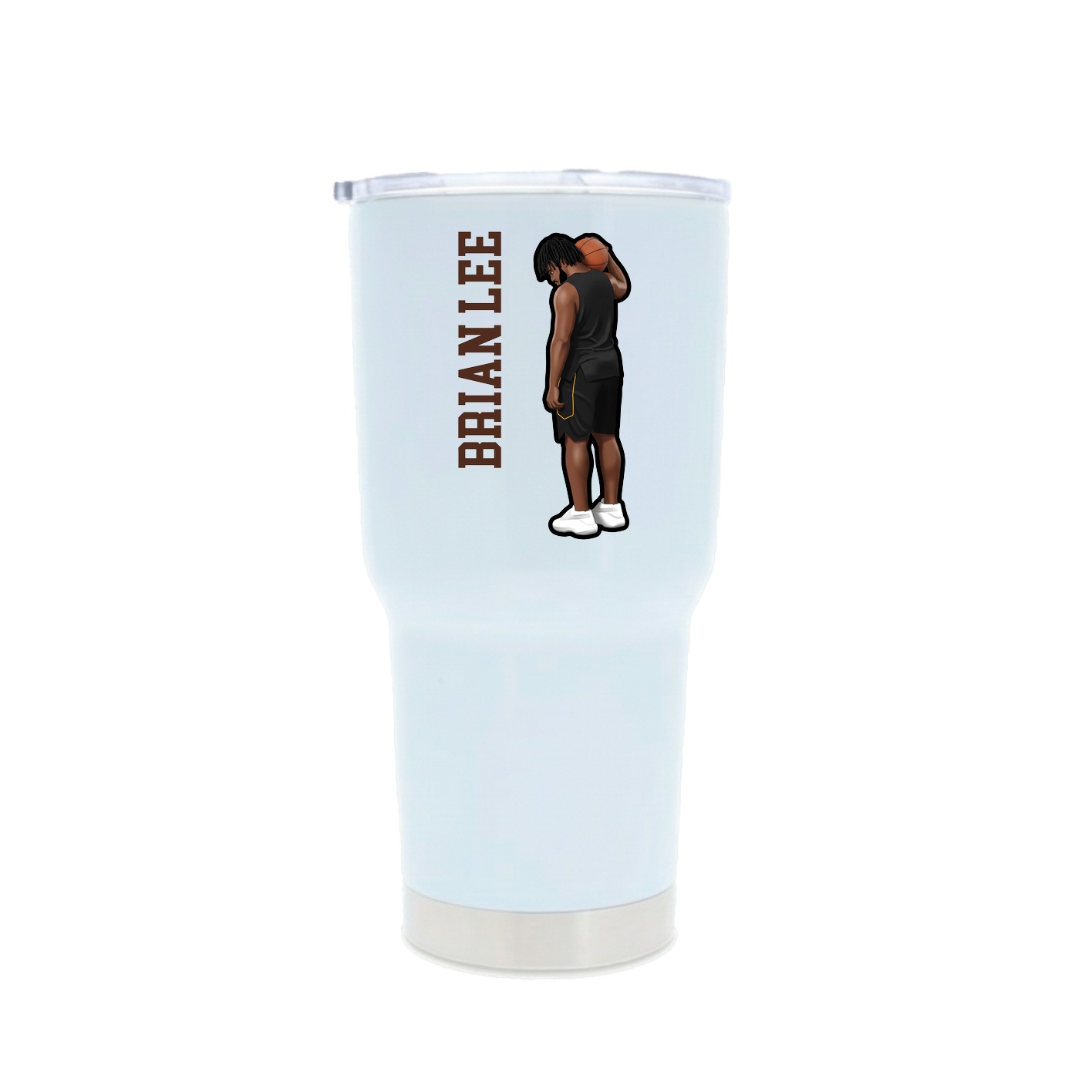 30oz Stainless Steel Tumbler — Name Vertical in White