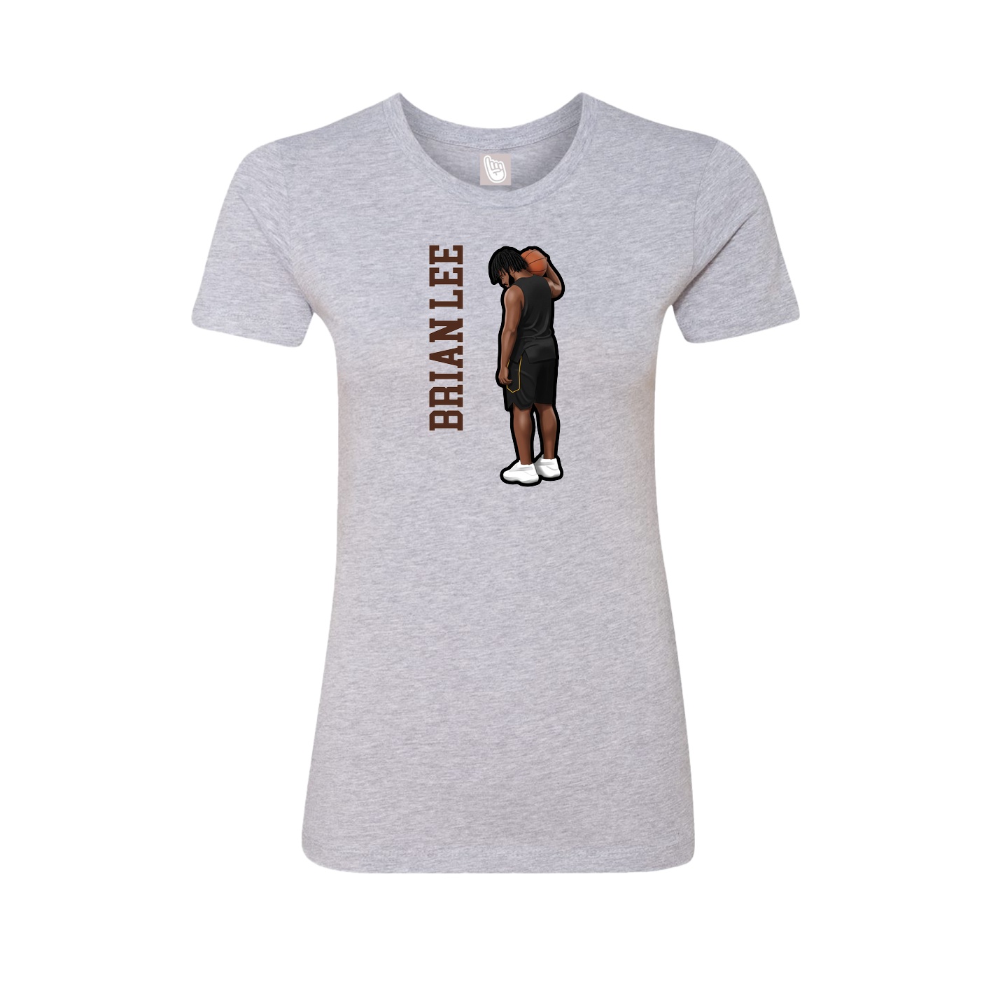 Fitted Women's Tee — Name Vertical in Grey