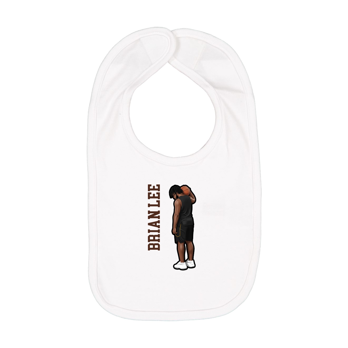 Infant Bib — Name Vertical in White