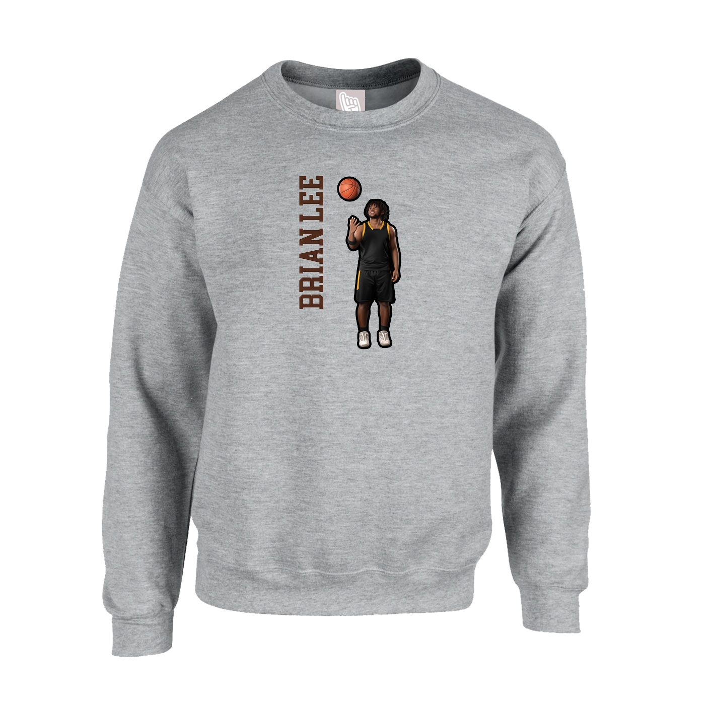 Fleece Crew — Name Vertical in Grey