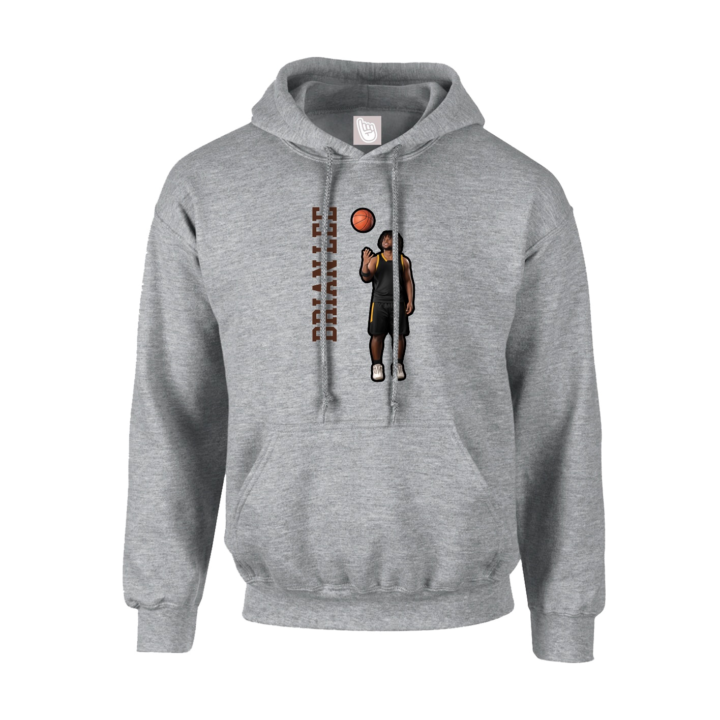 Youth Hoodie — Name Vertical in Grey