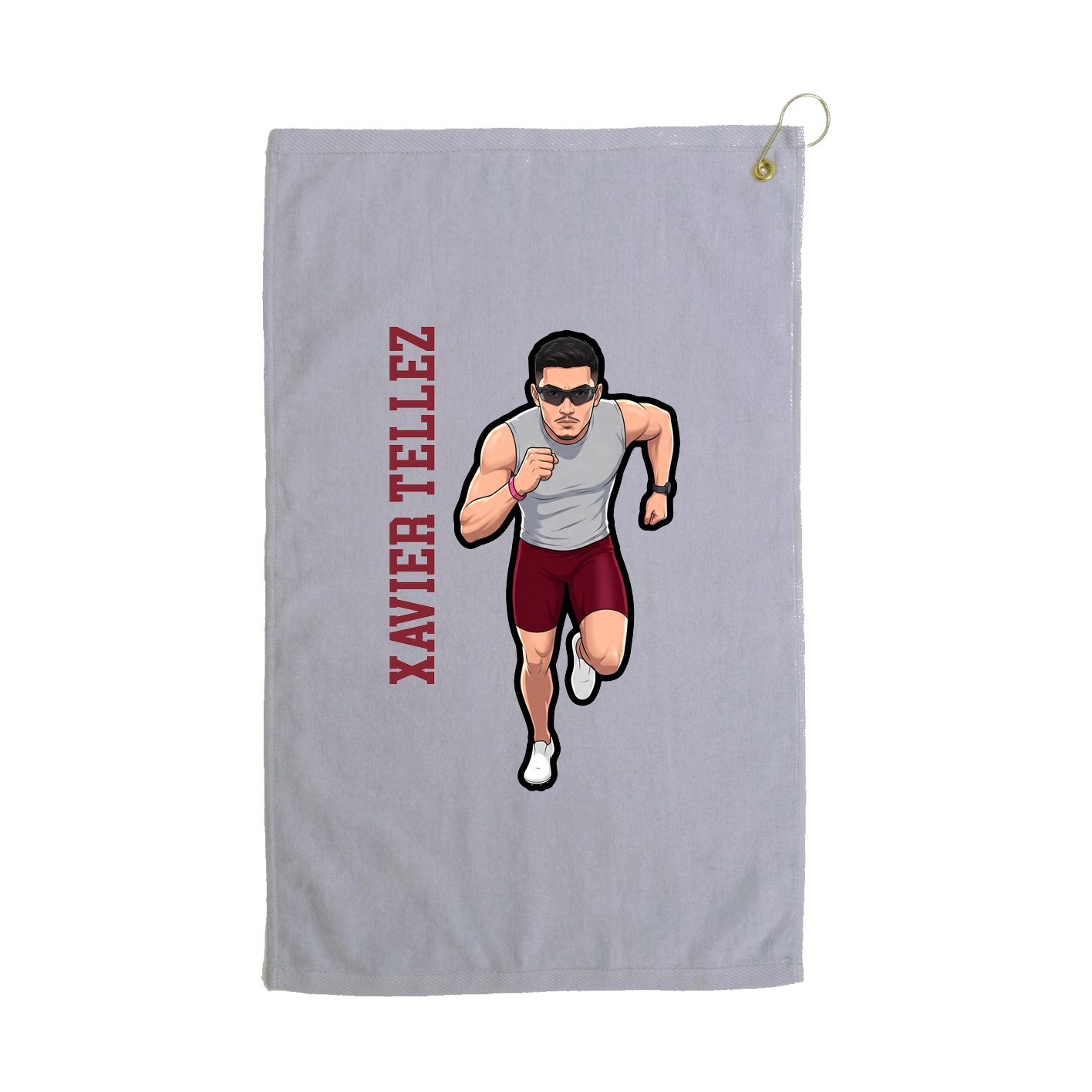 Golf Towel — Name Vertical in Grey