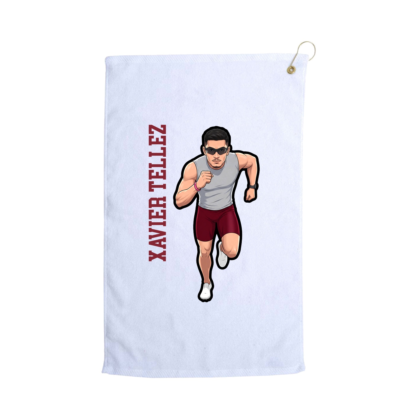 Golf Towel — Name Vertical in White
