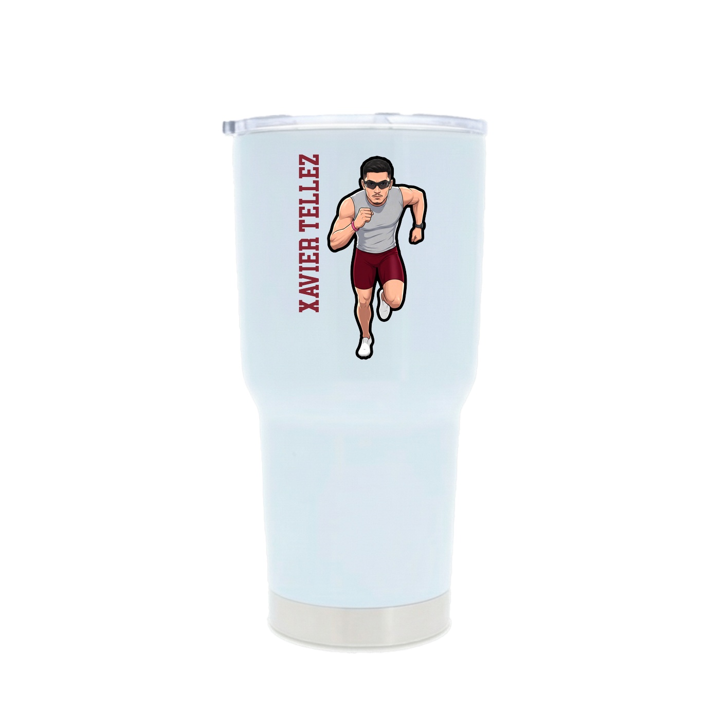 30oz Stainless Steel Tumbler — Name Vertical in White