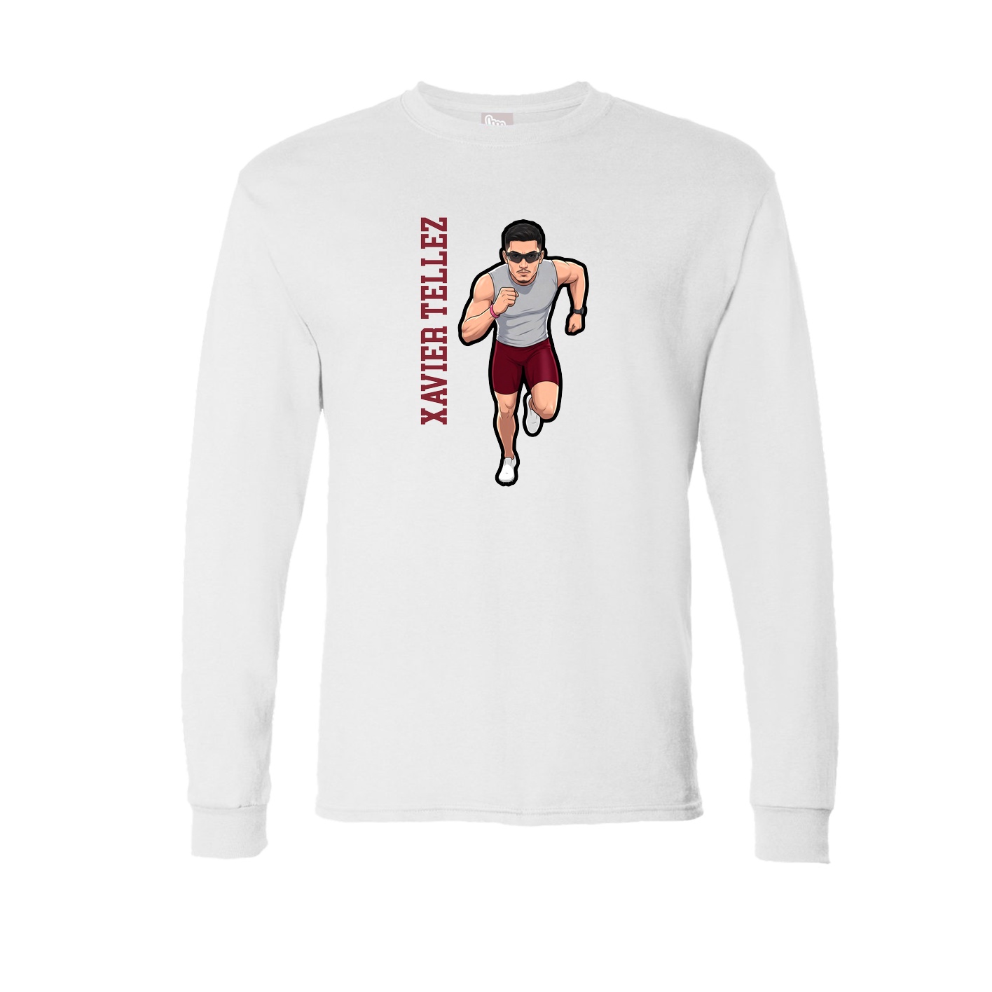 Long Sleeve Tee — Name Vertical in White