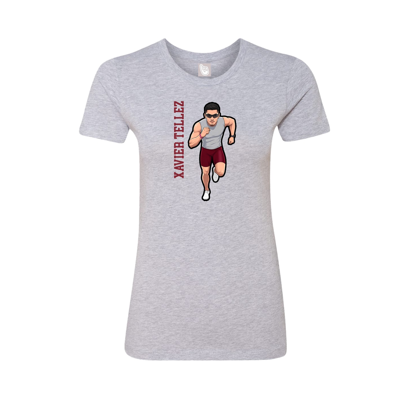 Womens Tee — Name Vertical in Grey