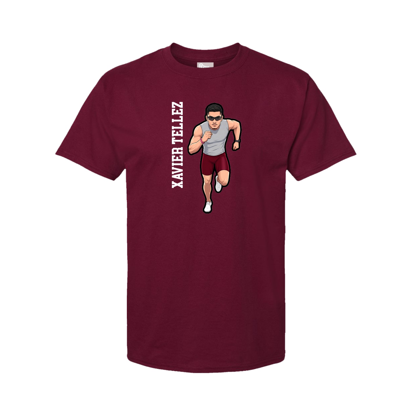 Youth Tee — Name Vertical in Cardinal