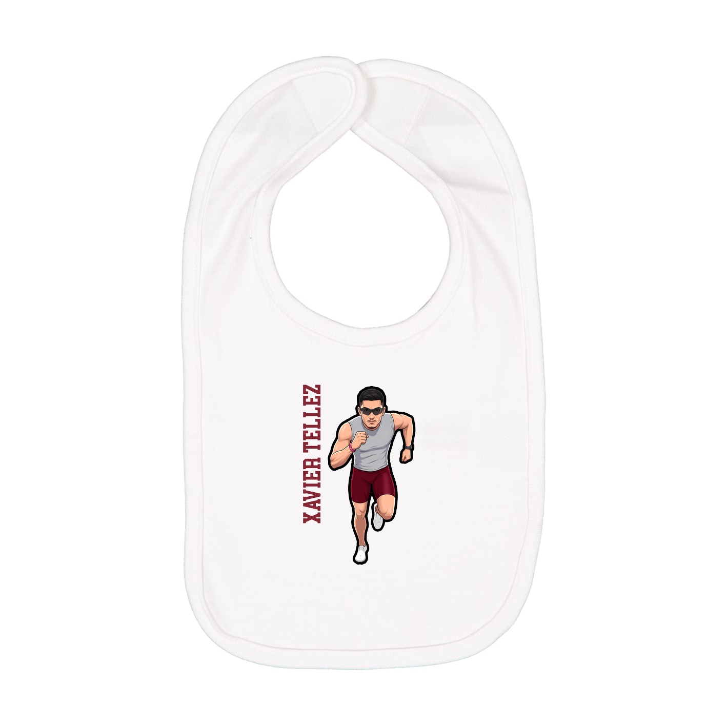 Infant Bib — Name Vertical in White
