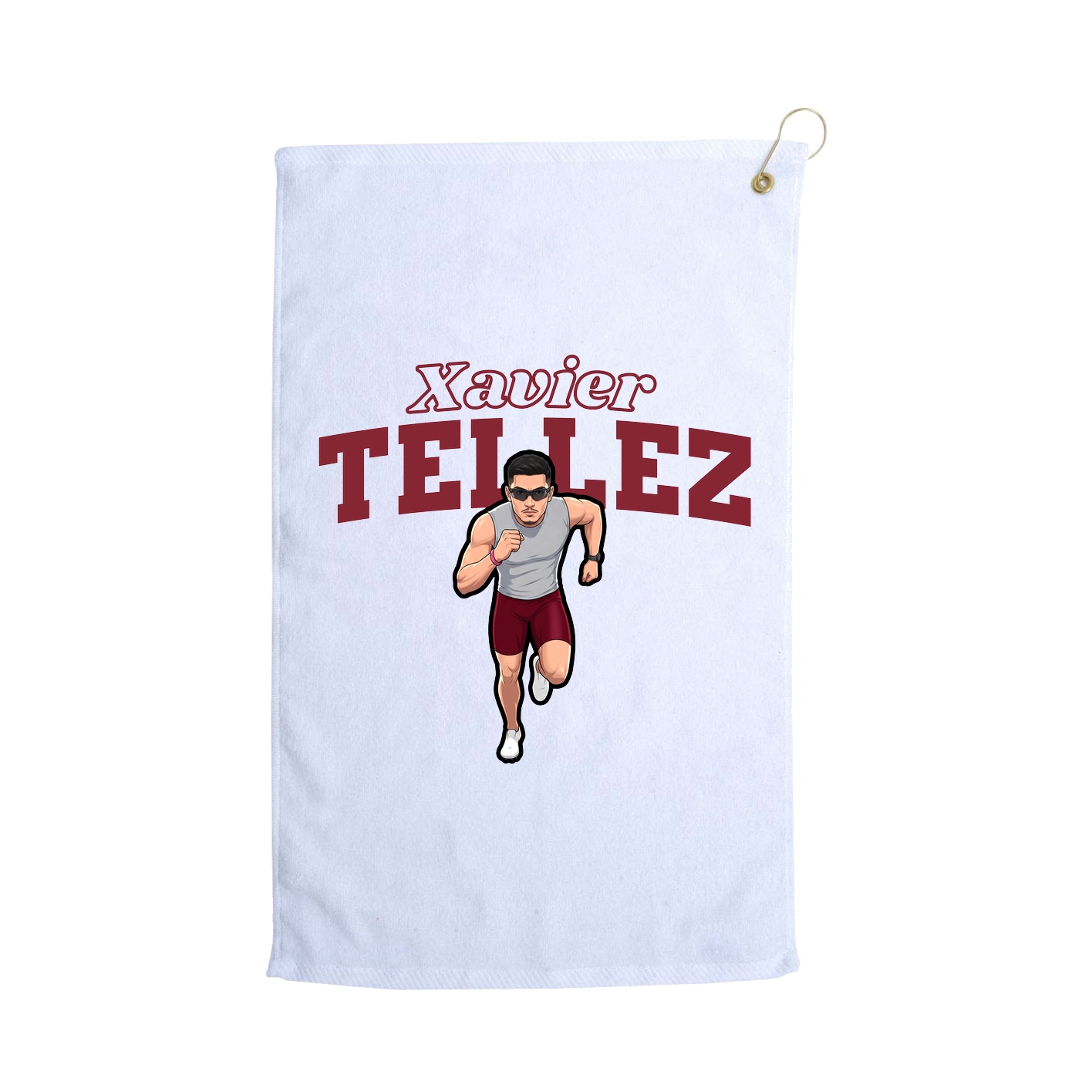 Golf Towel — Name Arch in White