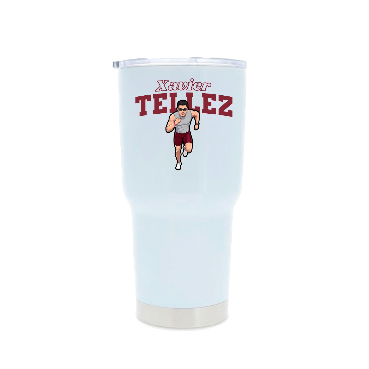 30oz Stainless Steel Tumbler — Name Arch in White