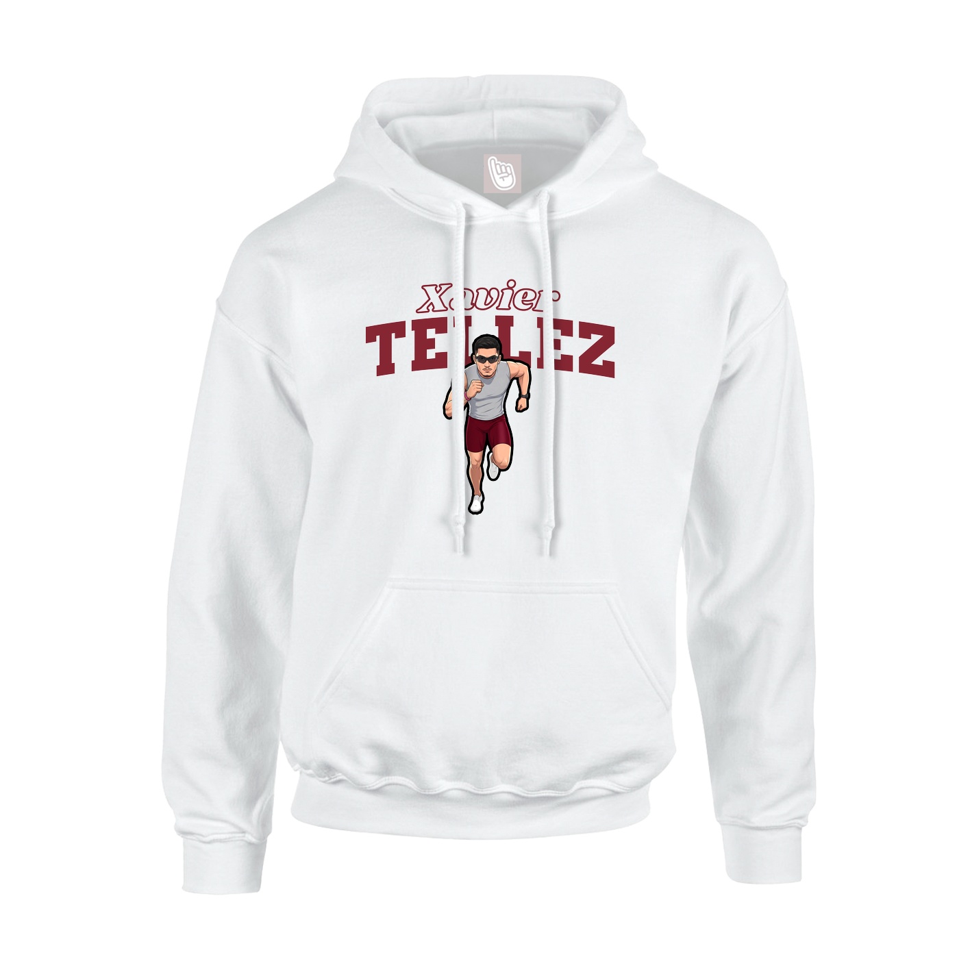 Youth Hoodie — Name Arch in White