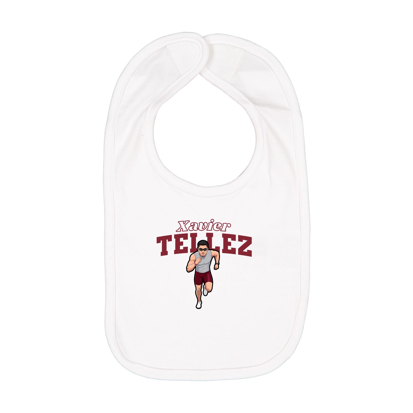 Infant Bib — Name Arch in White