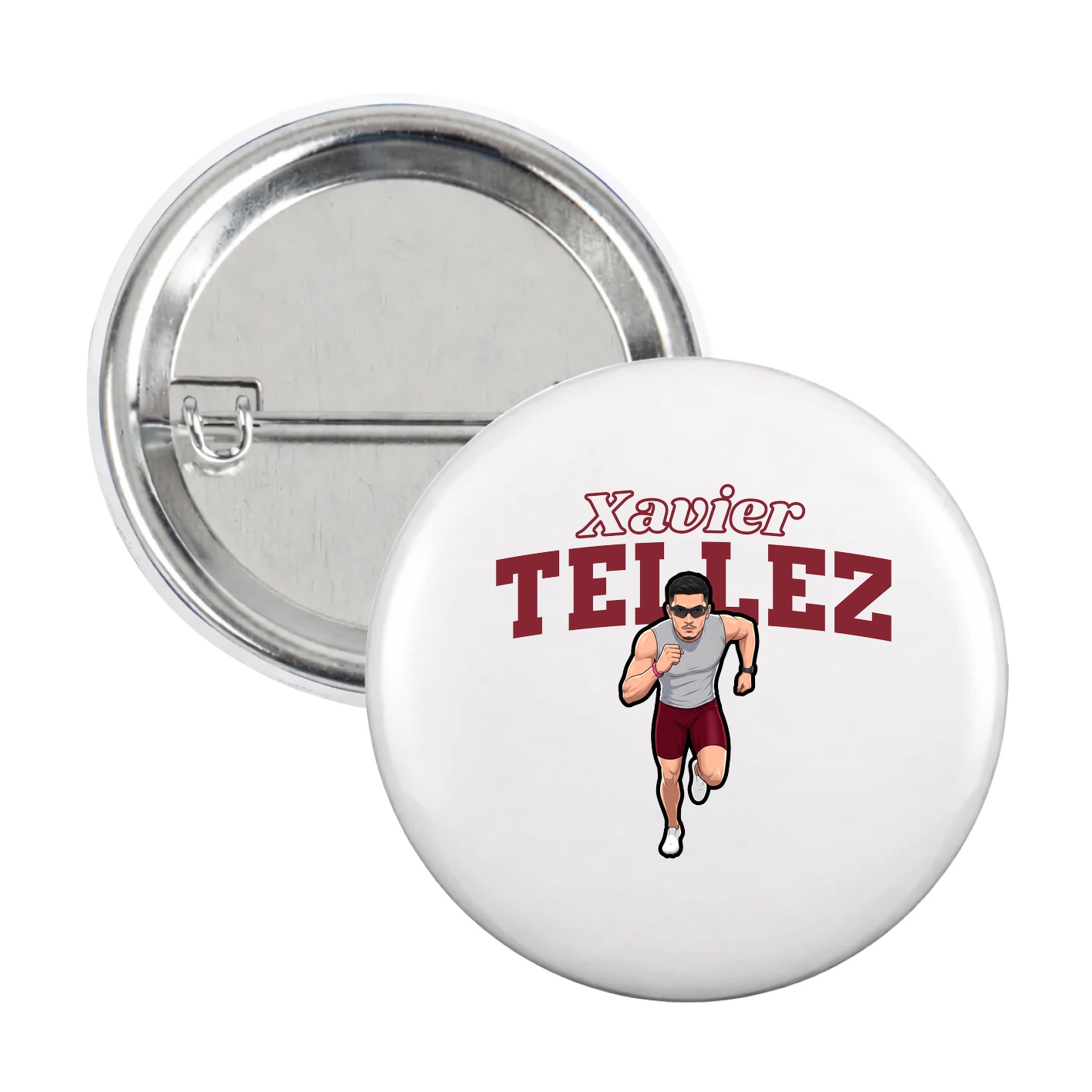 Game Day Button — Name Arch in White