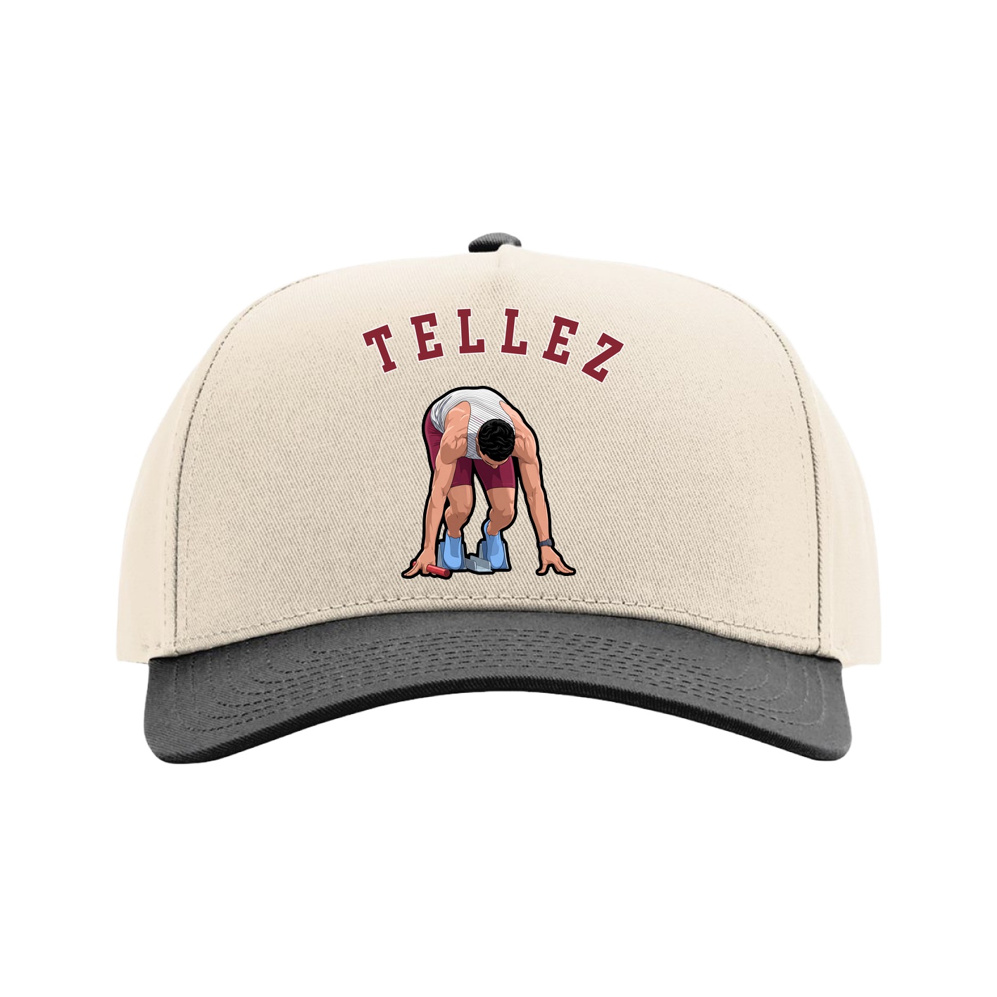 Full Fabric Five-Panel Champ Cap — Shirsey Arch in Cream/Black