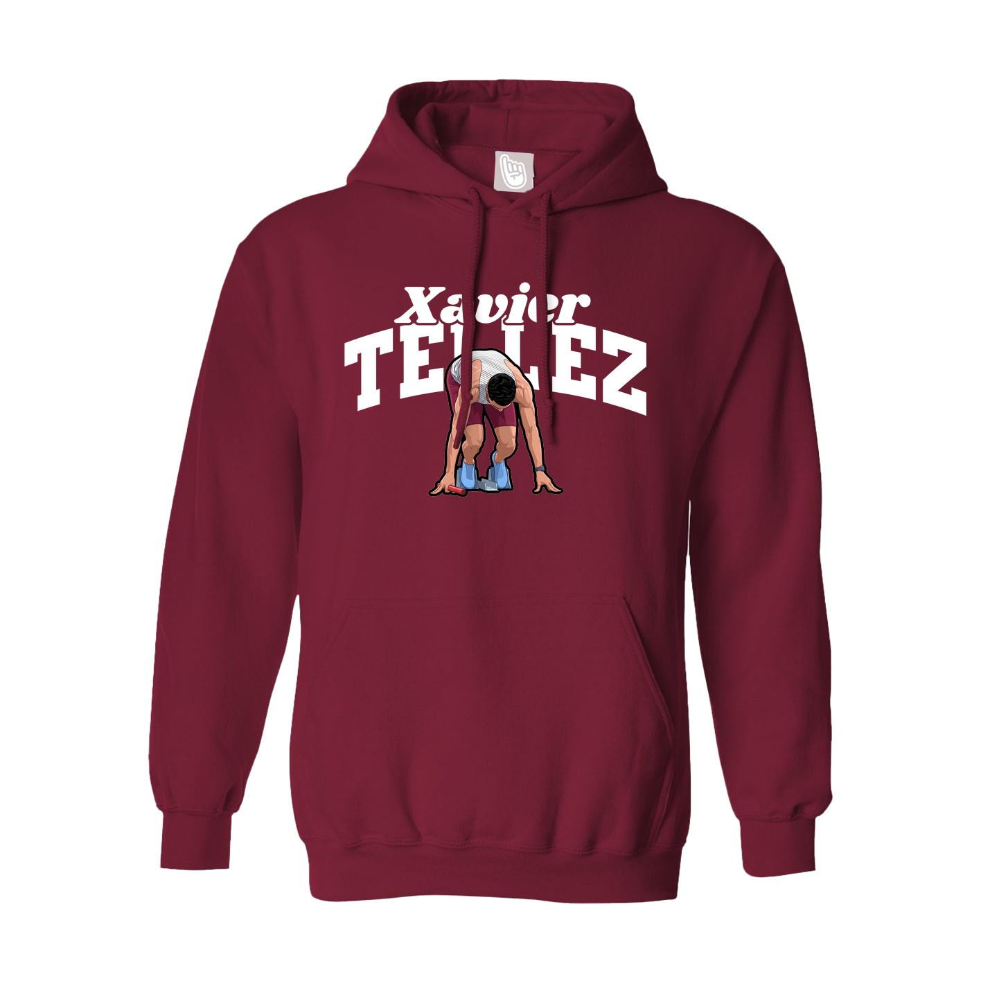 Hoodie — Signature Arch in Cardinal