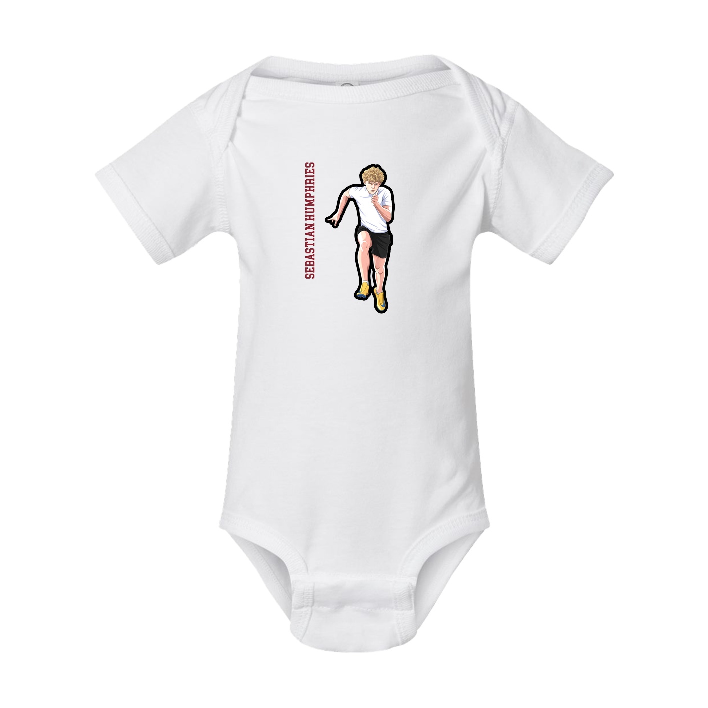 Baby Onesie — Name Vertical in White