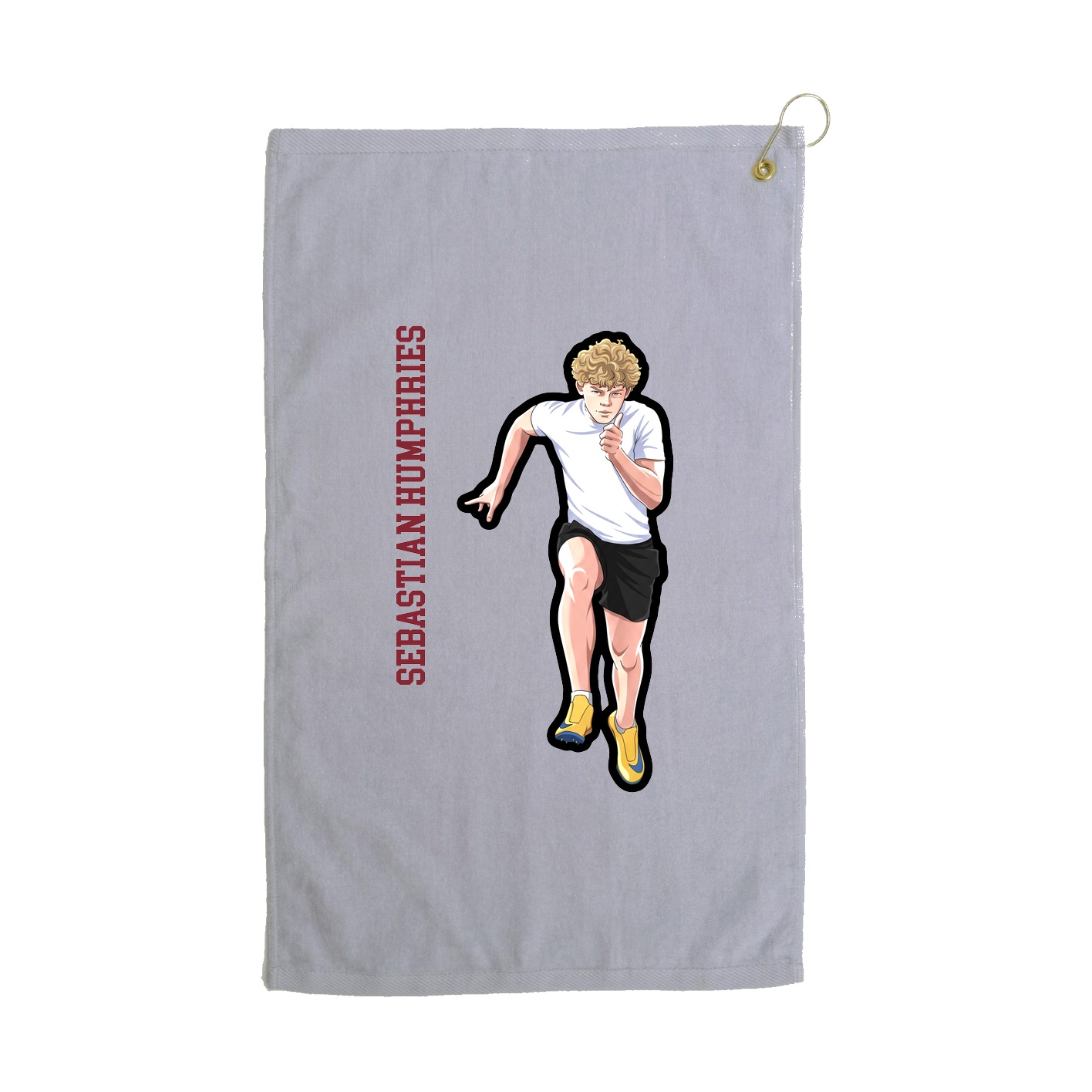 Golf Towel — Name Vertical in Grey