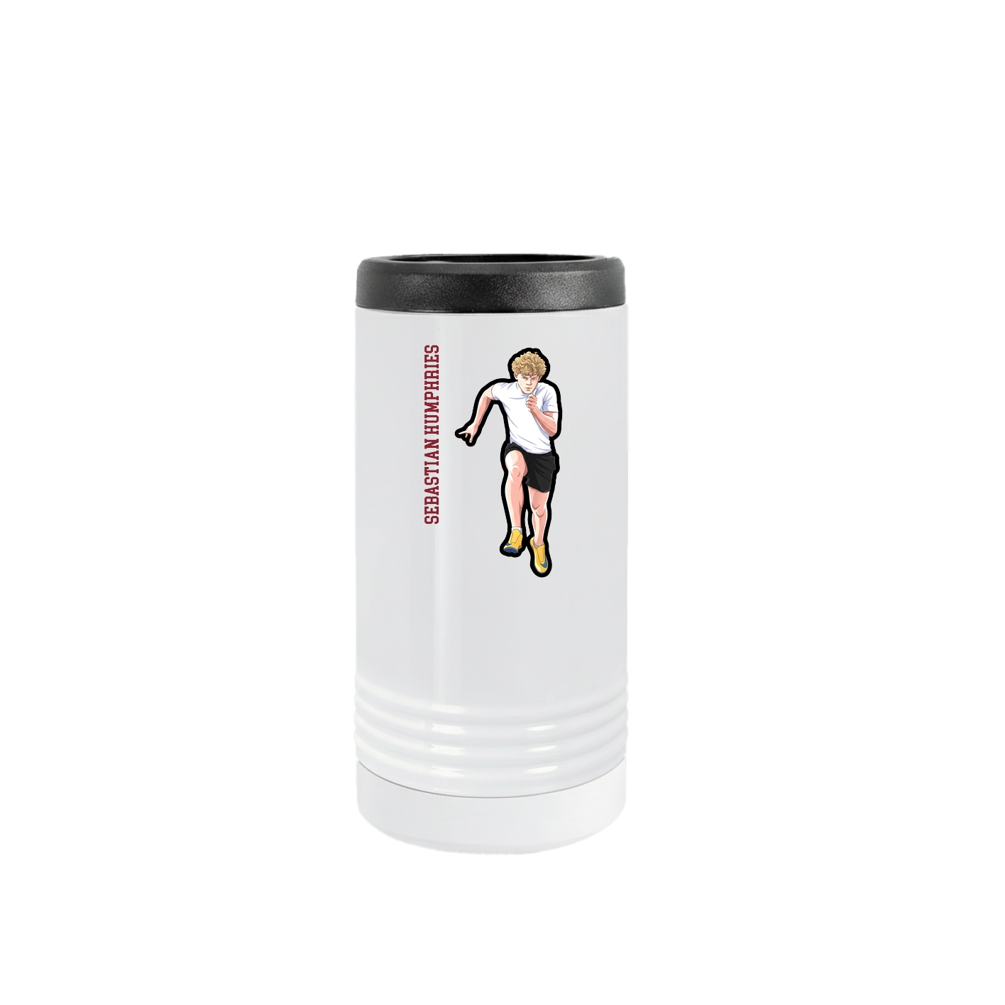 Slim Beverage Holder — Name Vertical in White