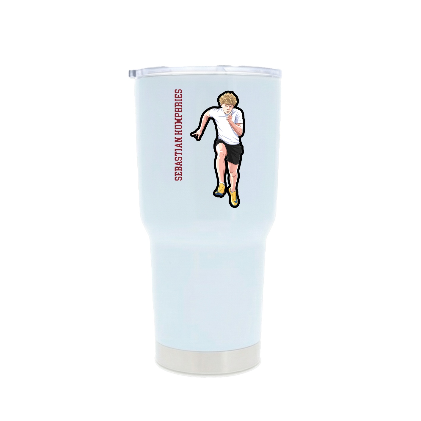 30oz Stainless Steel Tumbler — Name Vertical in White