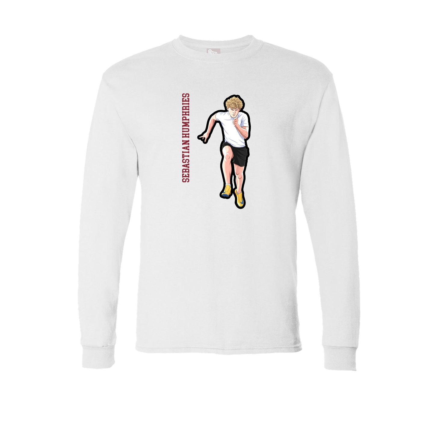 Long Sleeve Tee — Name Vertical in White