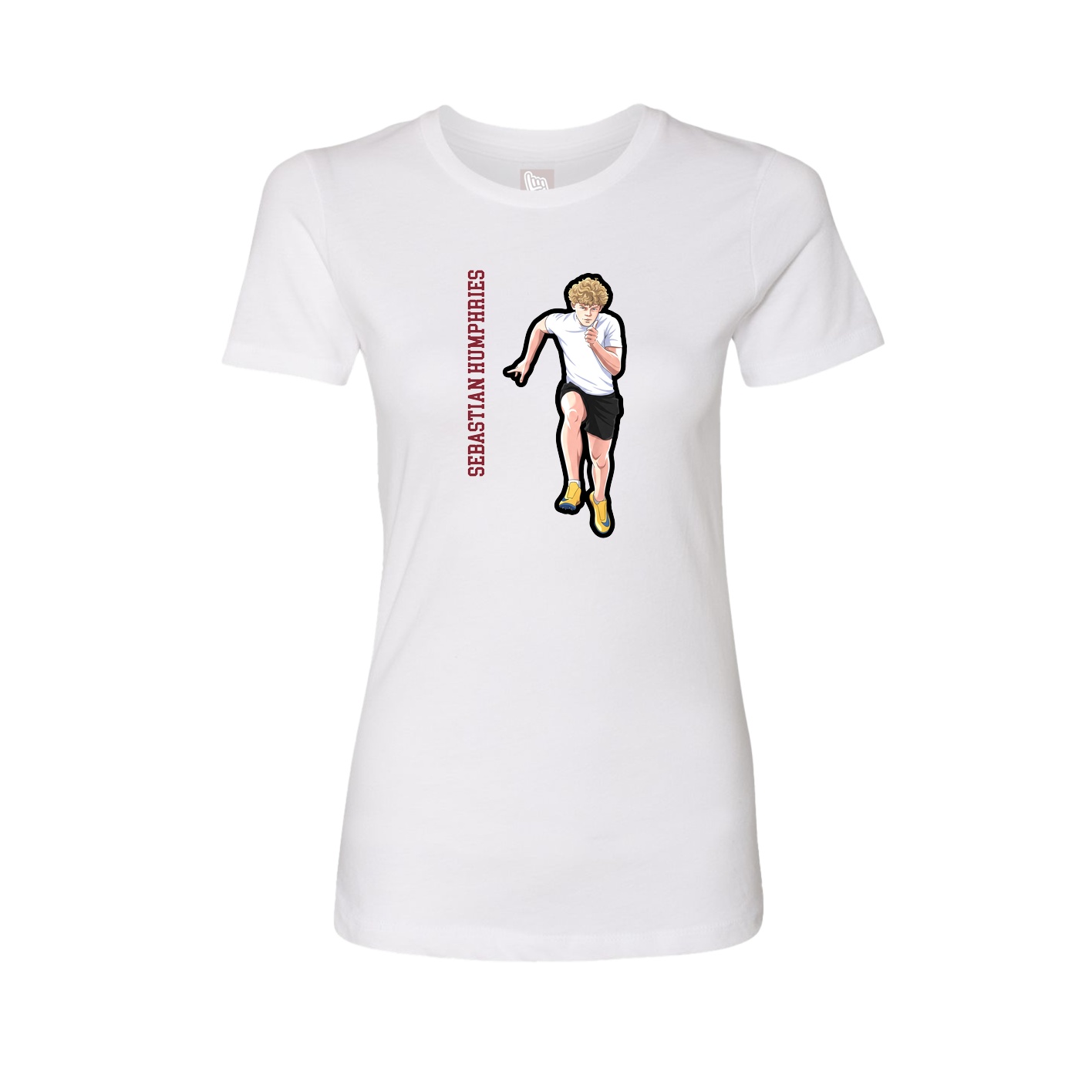 Fitted Women's Tee — Name Vertical in White