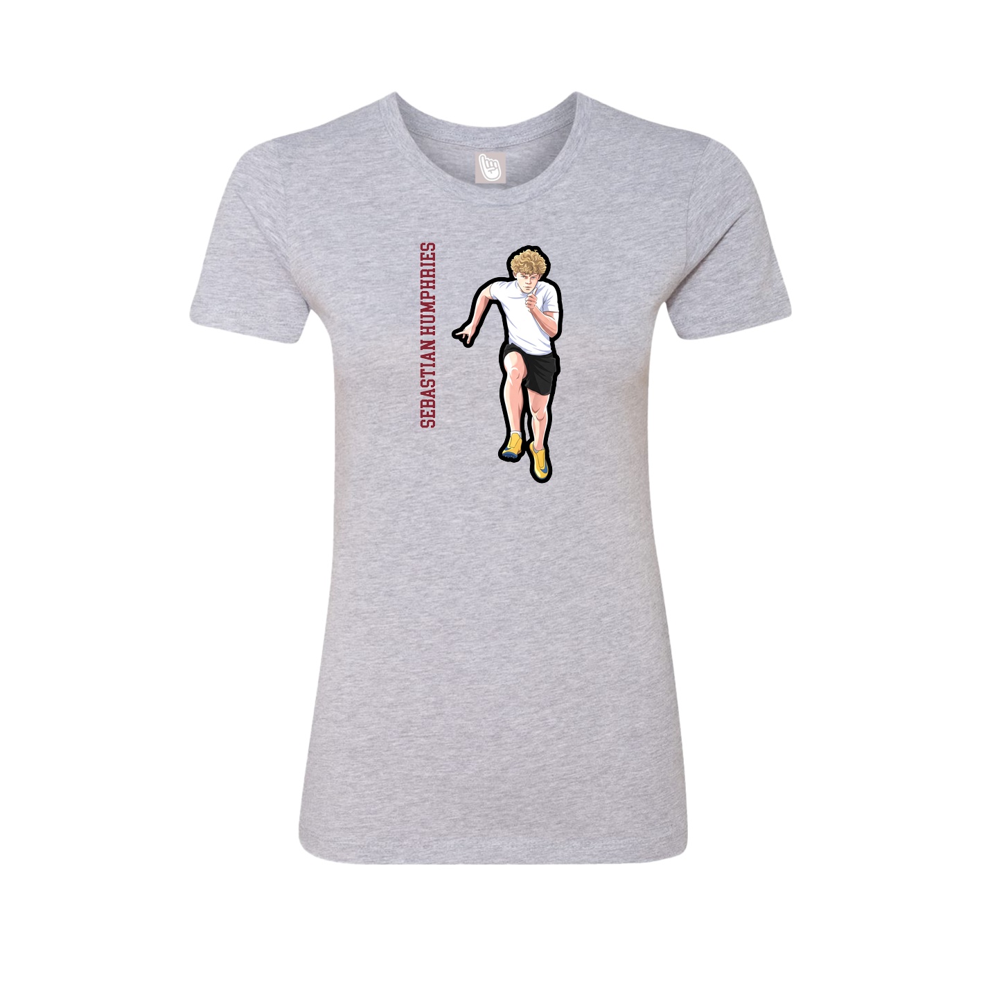 Fitted Women's Tee — Name Vertical in Grey