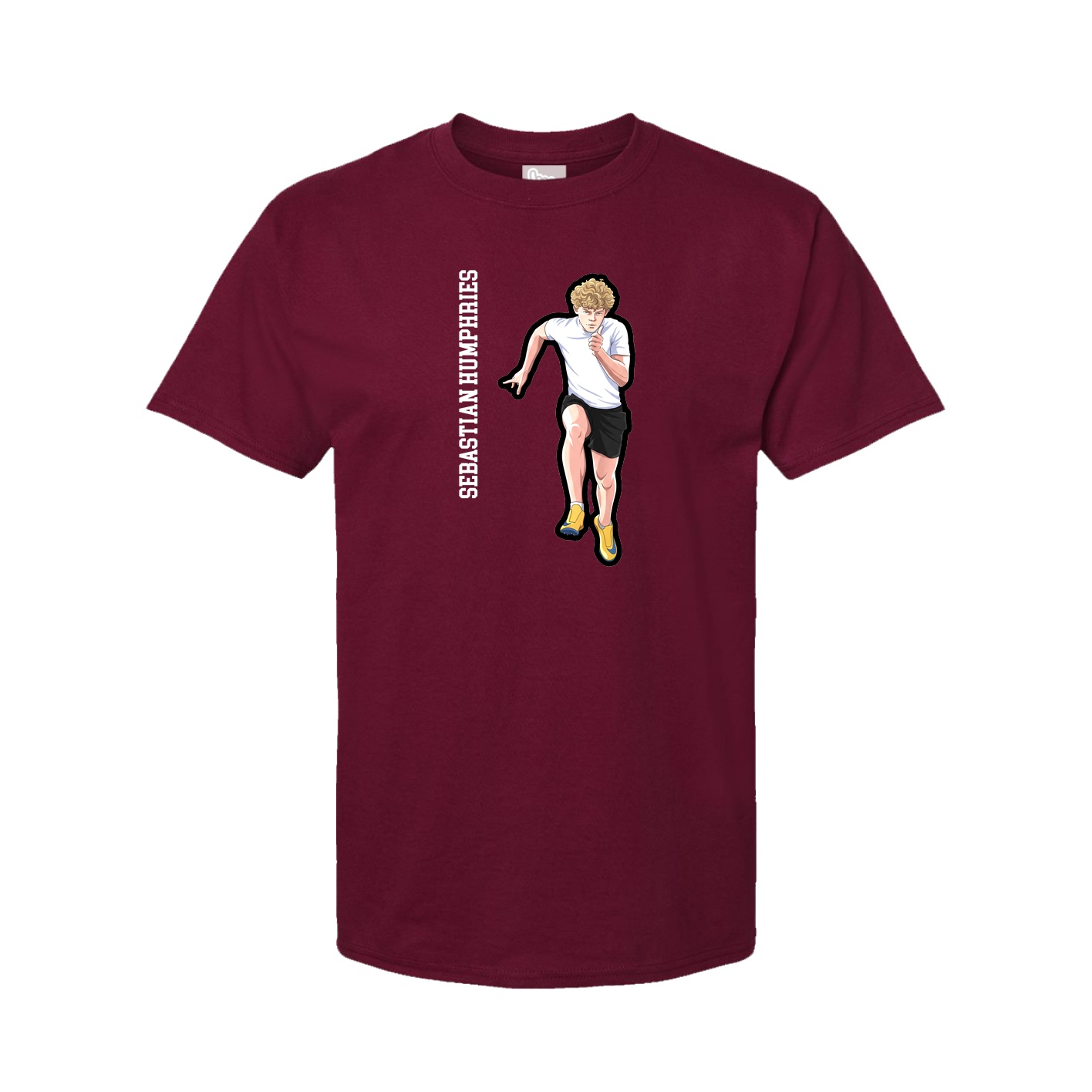 Youth Tee — Name Vertical in Cardinal