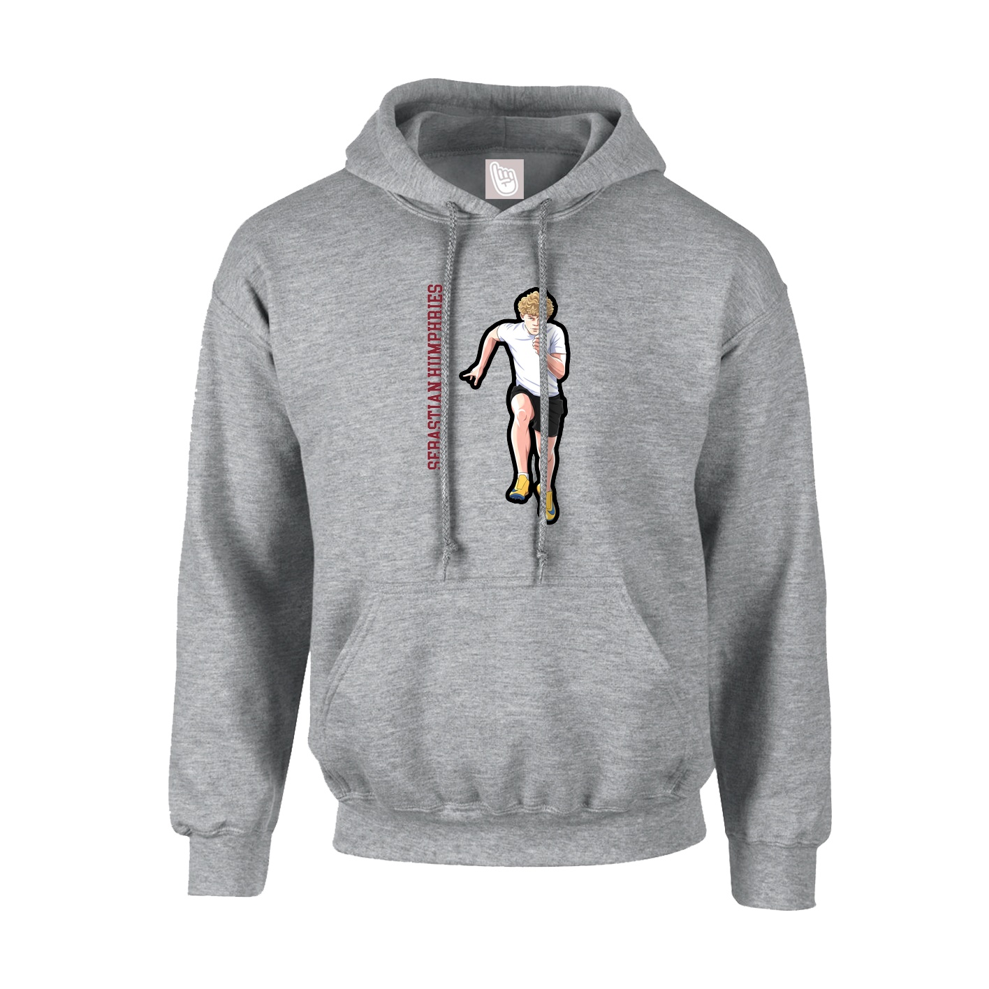 Youth Hoodie — Name Vertical in Grey