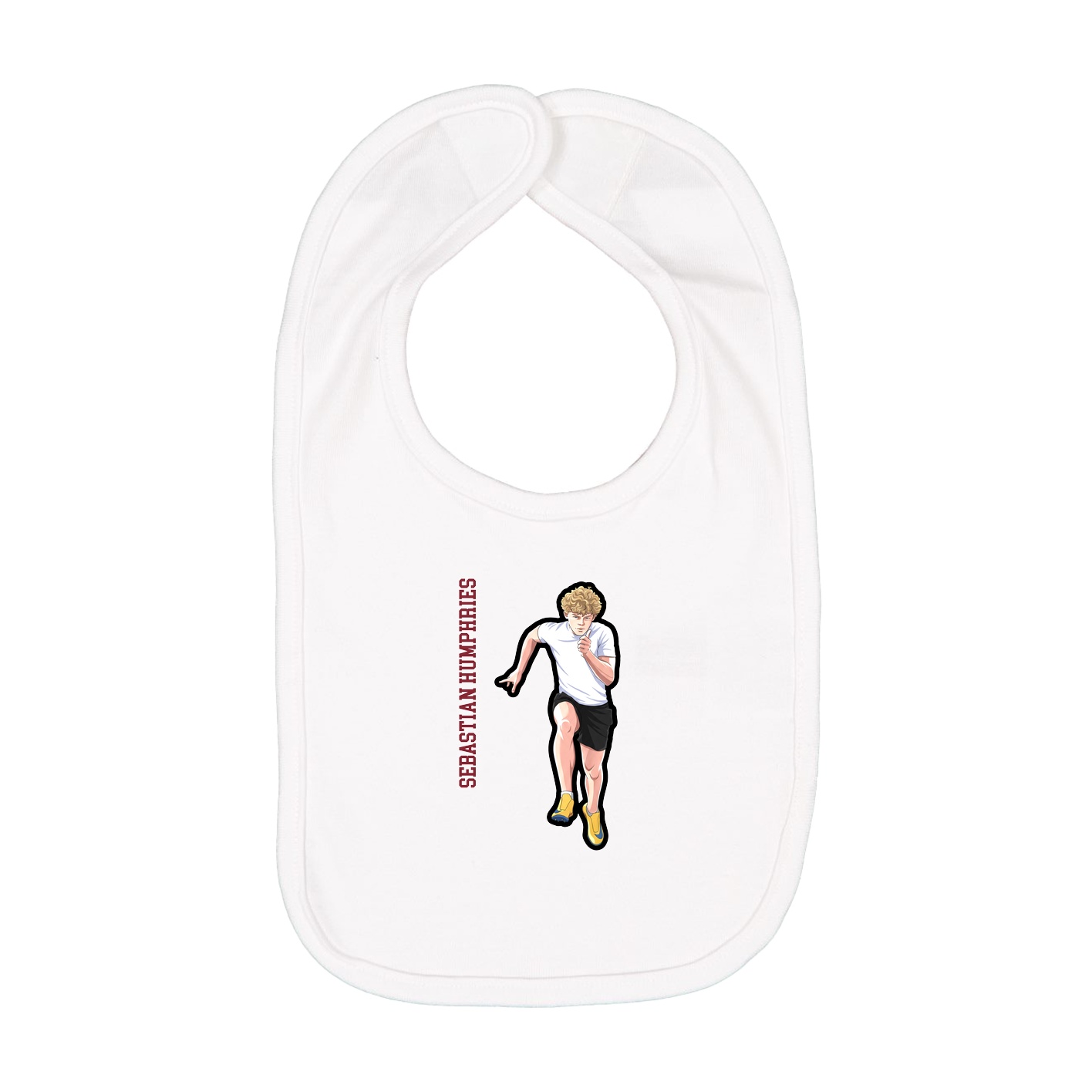 Infant Bib — Name Vertical in White