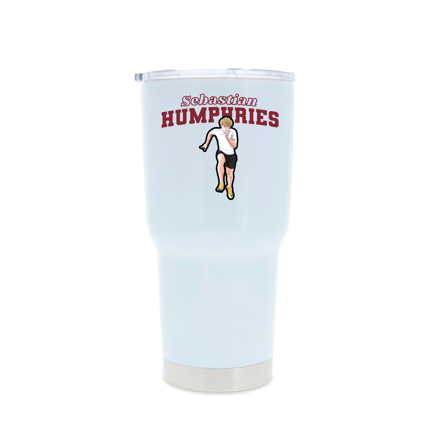 30oz Stainless Steel Tumbler — Name Arch in White