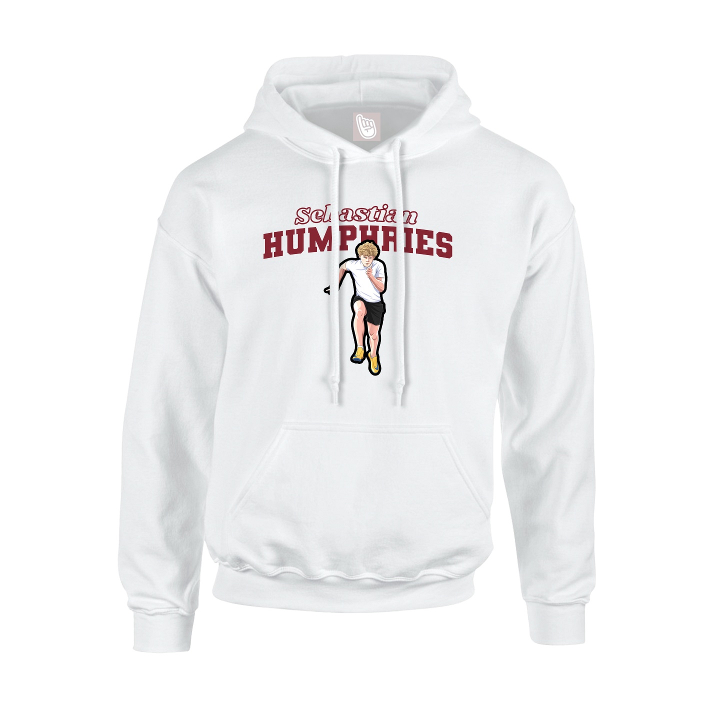Youth Hoodie — Name Arch in White