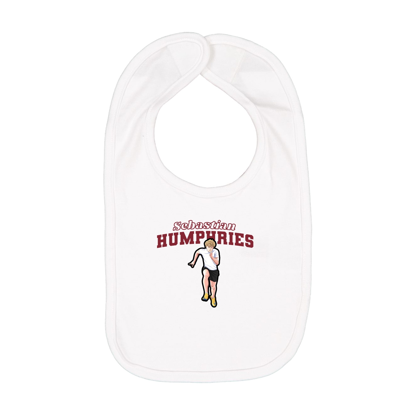 Infant Bib — Name Arch in White
