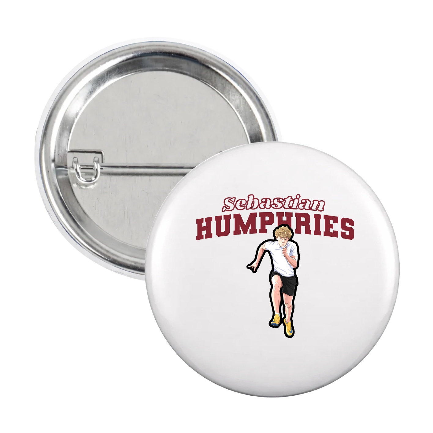 Game Day Button — Name Arch in White