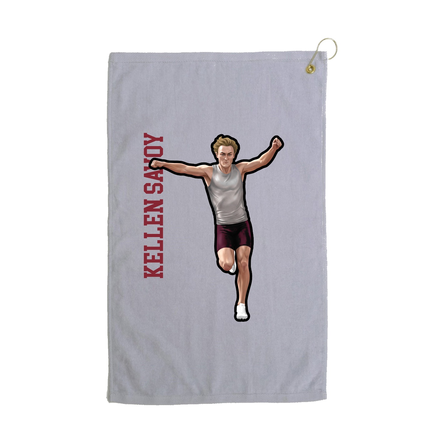 Golf Towel — Name Vertical in Grey