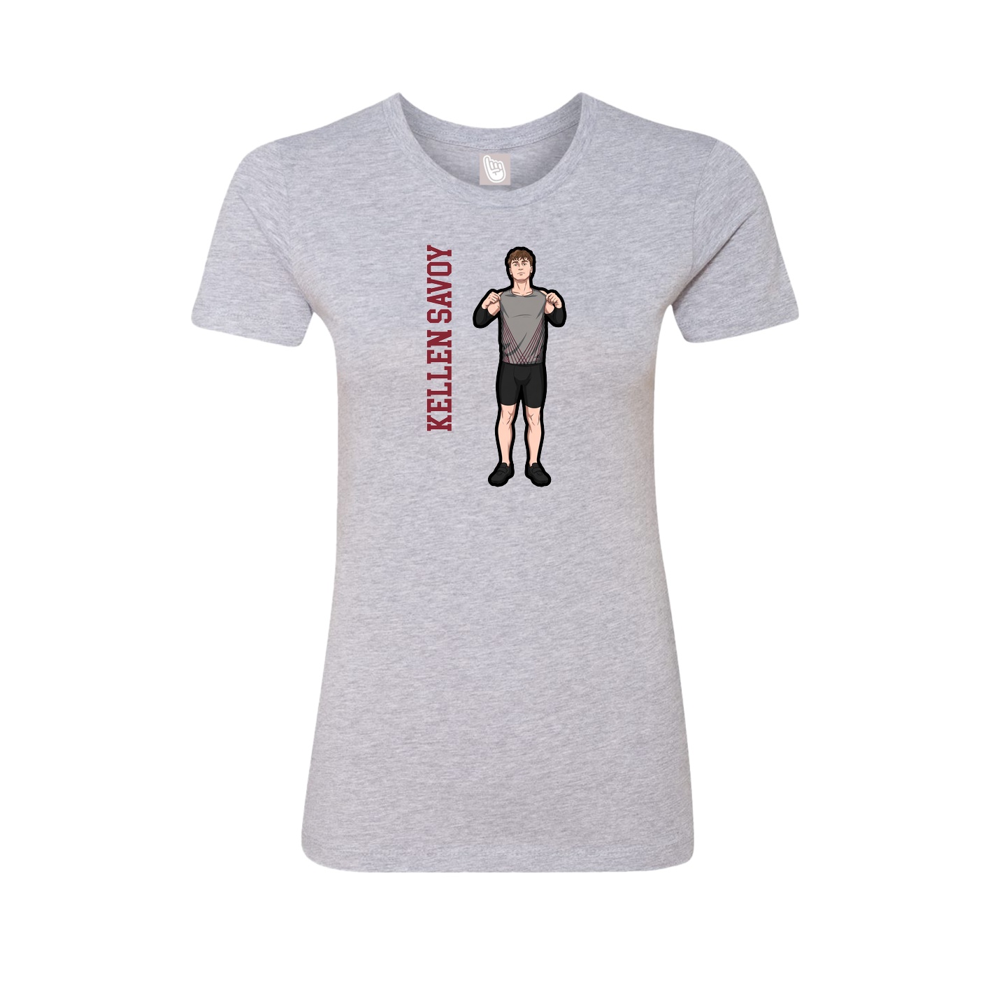 Fitted Women's Tee — Name Vertical in Grey